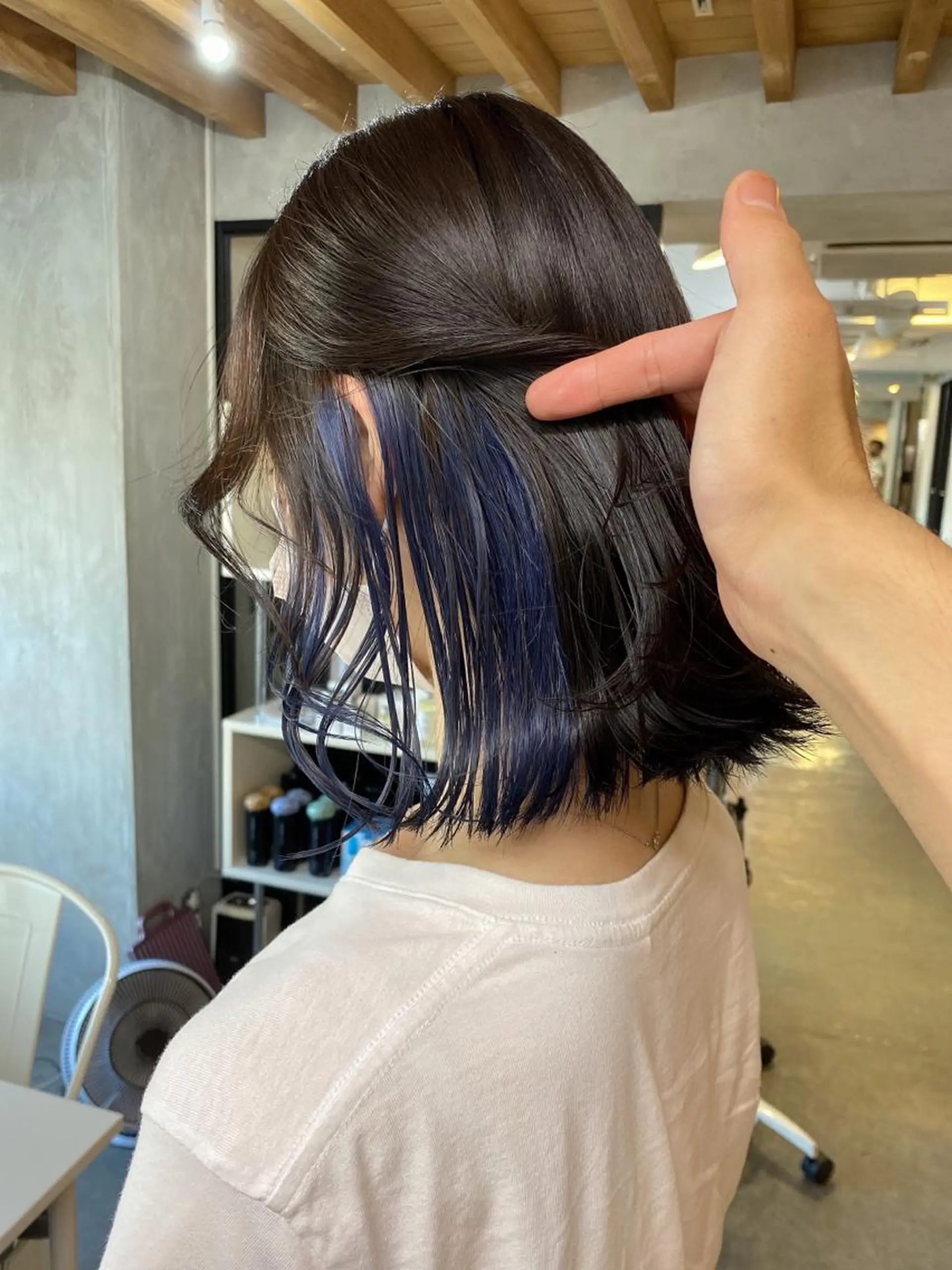 ミディアム カラー ヘアアレンジ ヘアカラー 切りっぱなしボブ/ デザインカラー店長のヘアスタイル