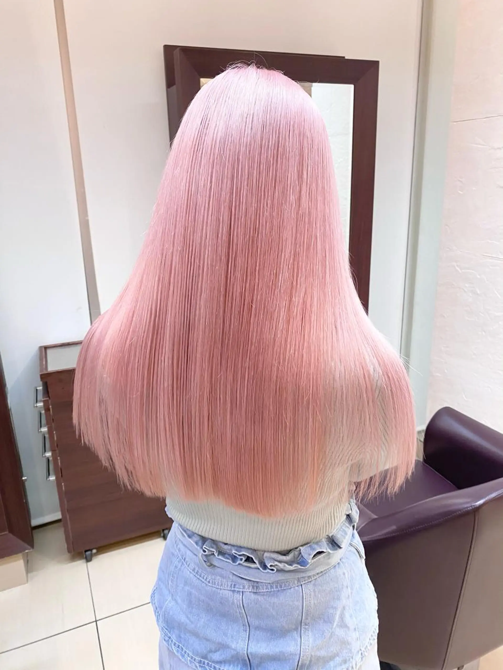 ロング カラー ピンクカラー ホワイトピンク 谷口 優冴のヘアスタイル