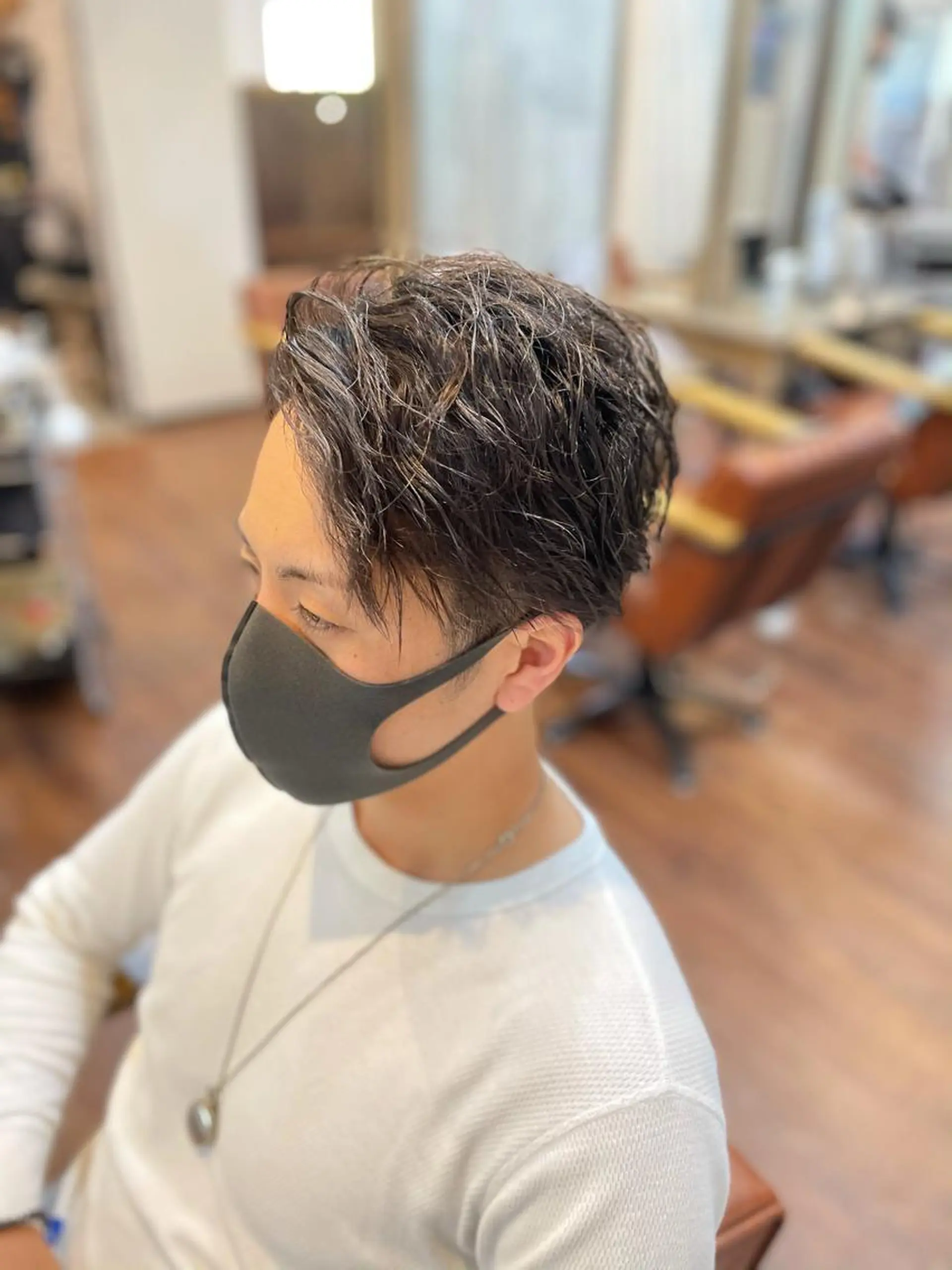 ショート パーマ メンズ アップバング マッシュ ✨縮毛矯正メニュー 追加 中山大輔✨のヘアスタイル
