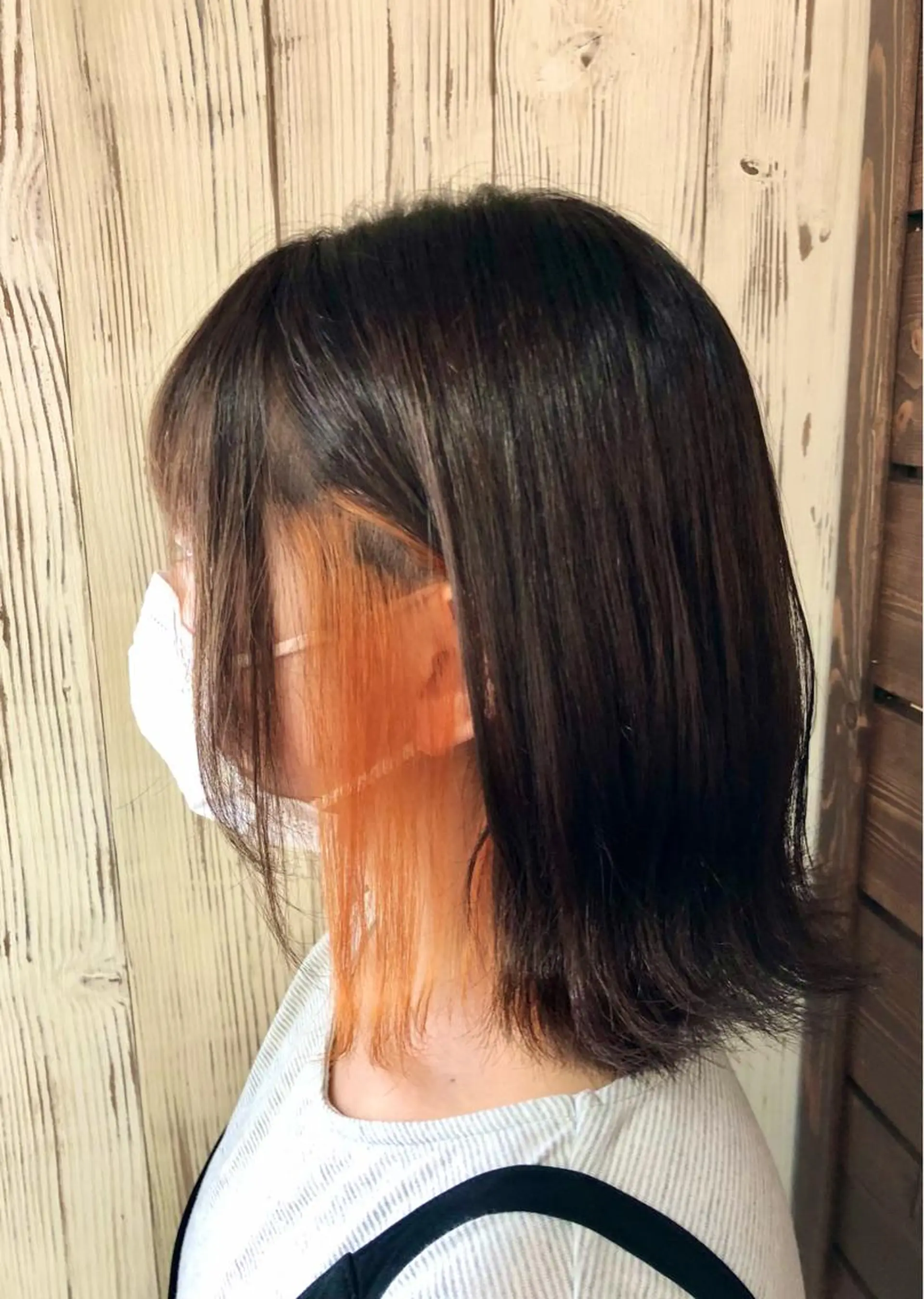 ミディアム カラー イヤリングカラー ボブ カット ヘアカラー トリートメント レイヤー/韓国 ハイトーン興津史弥のヘアスタイル