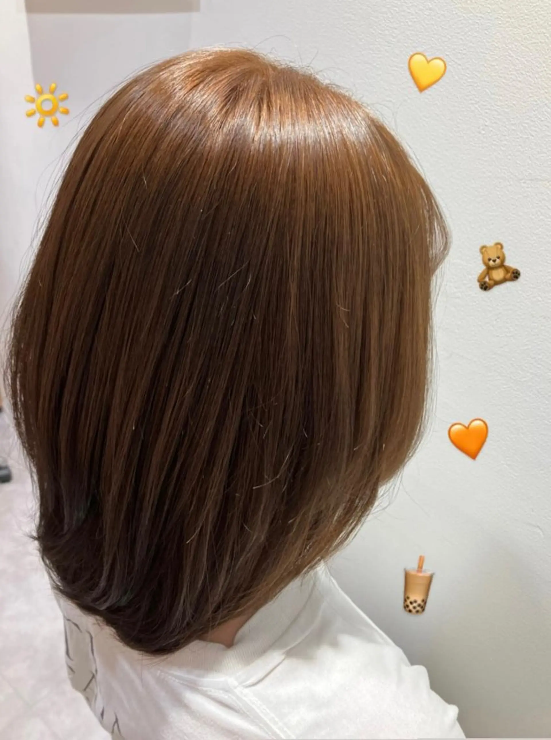 ミディアム カラー ブリーチ ブラウンカラー ブリーチなしカラー 小顔似合わせカット/ レイヤー/mai‪のヘアスタイル