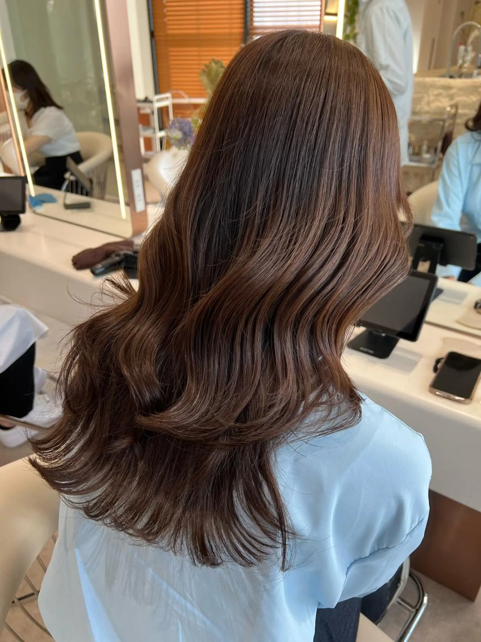 セミロング カラー ブラウンカラー 韓国風ヘア 韓国レイヤー🇰🇷 韓国研修◎渋谷カイトのヘアスタイル