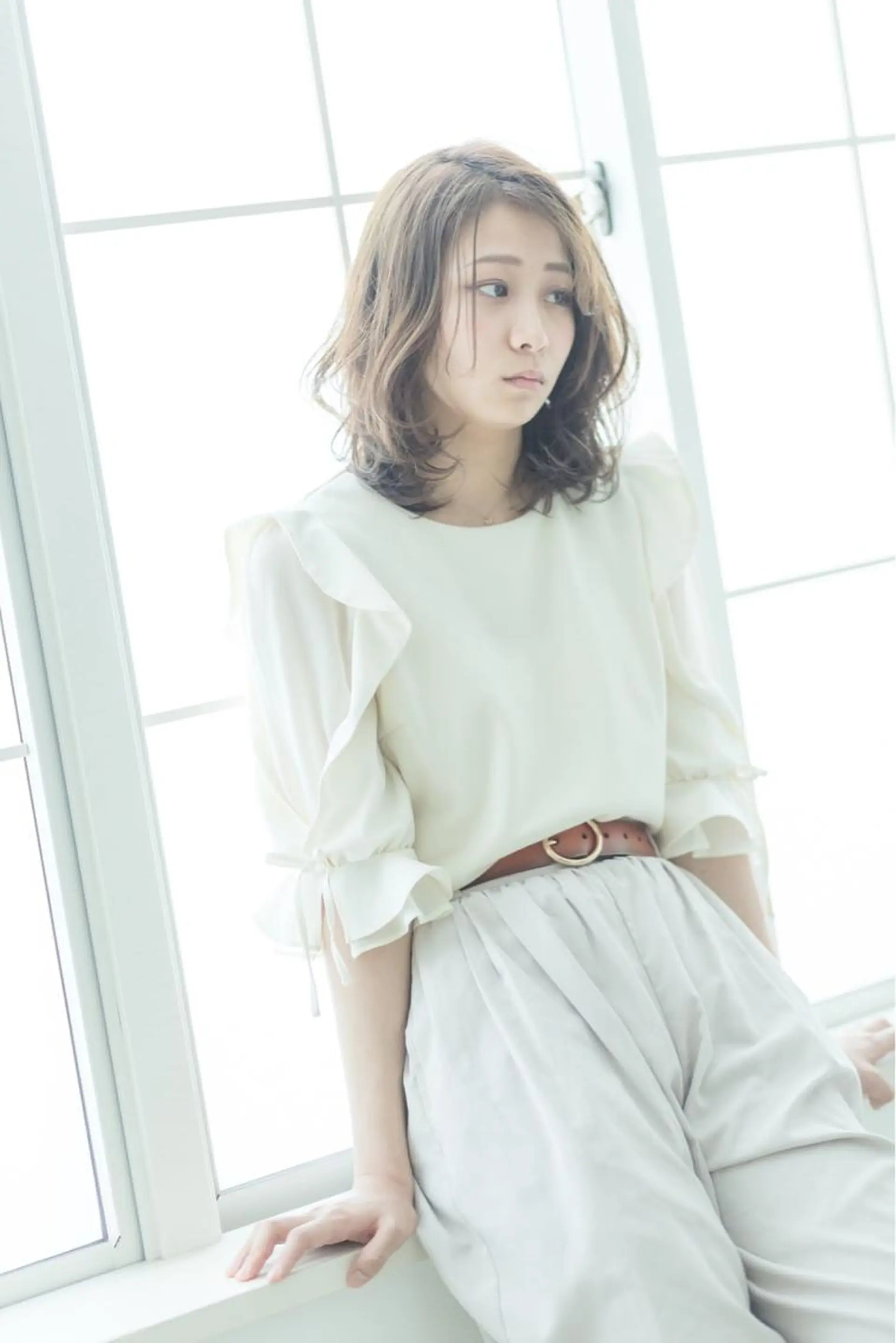 セミロング カラー パーマ シールエクステ⭐️ オオミタクヤのヘアスタイル