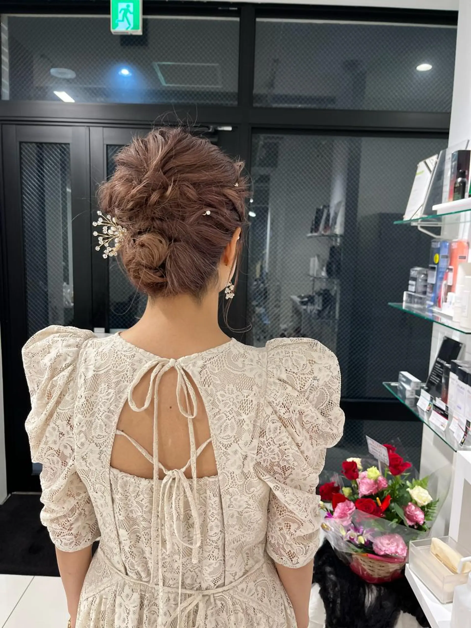 ヘアアレンジ 結婚式・ブライダル ヘアセット りおな/エクステ /ミルクティーカラーのヘアスタイル