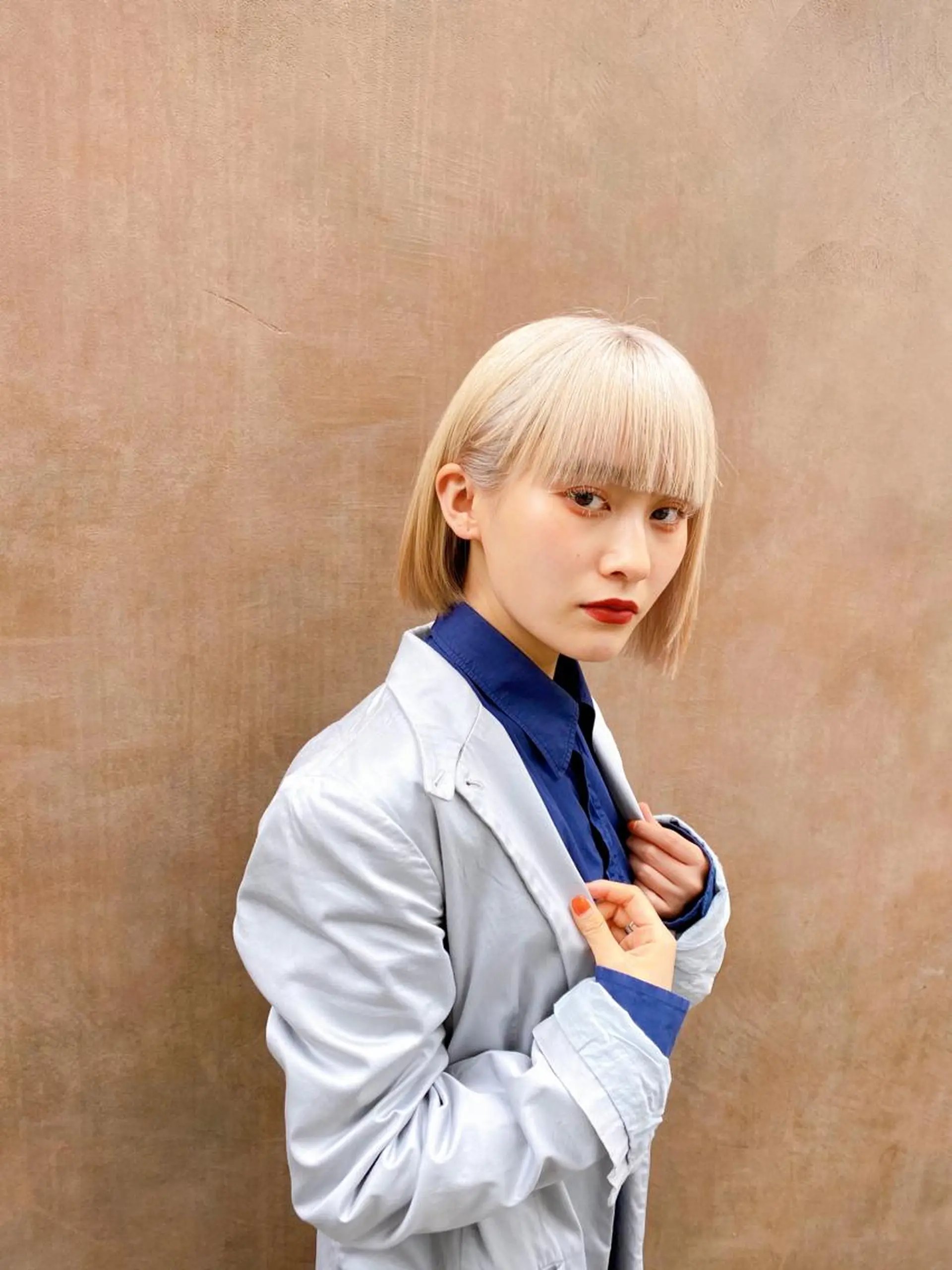 ミディアム カラー 透明感カラー ハイトーンカラー ボブ カット ヘアカラー ✨髪質改善職人✨ デザインカラー/若林のヘアスタイル