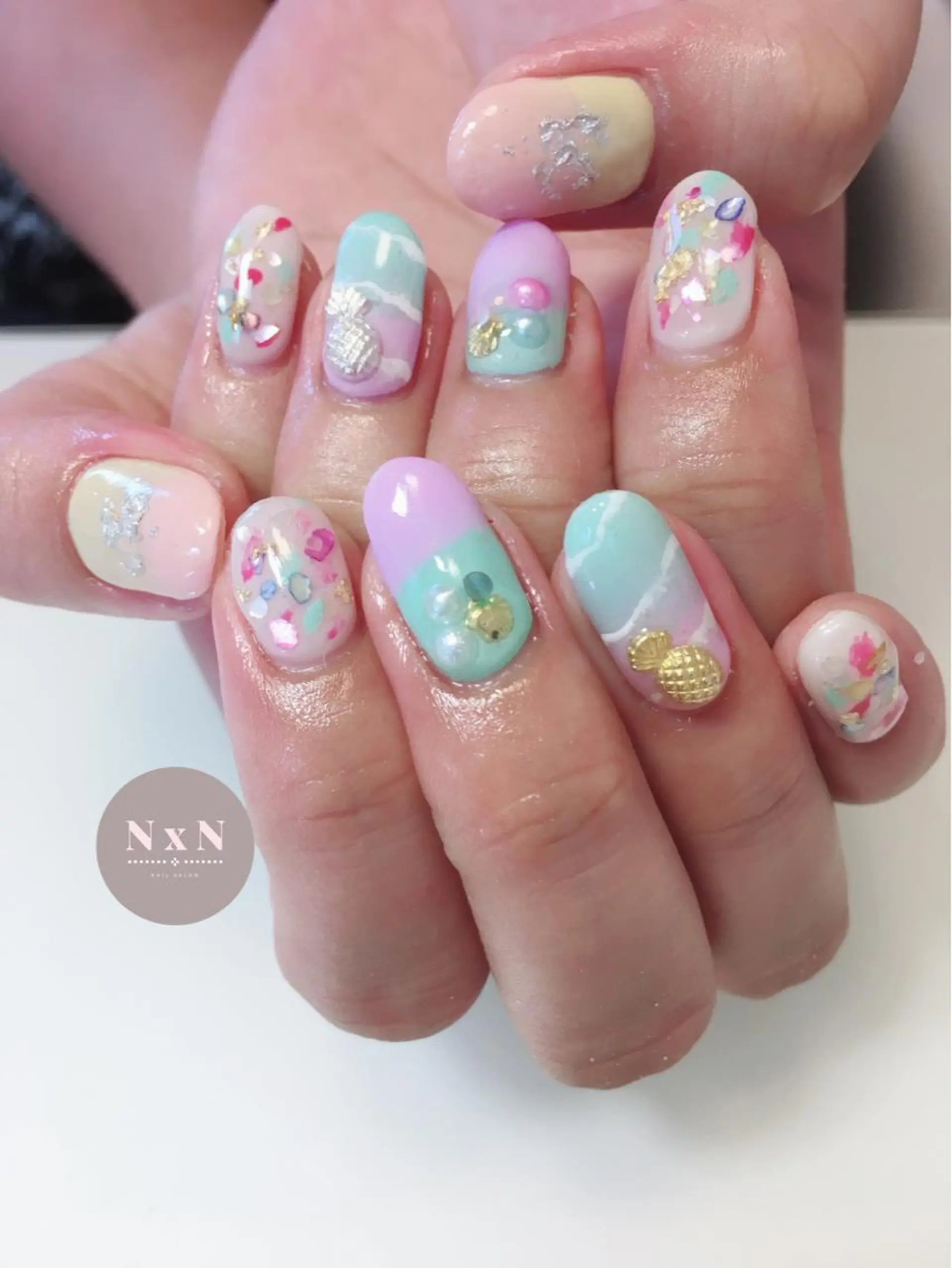 ネイル ジェルネイル パステルネイル ぷっくりネイル 夏ネイル ハンドネイル nail salon N×Nのネイルデザイン