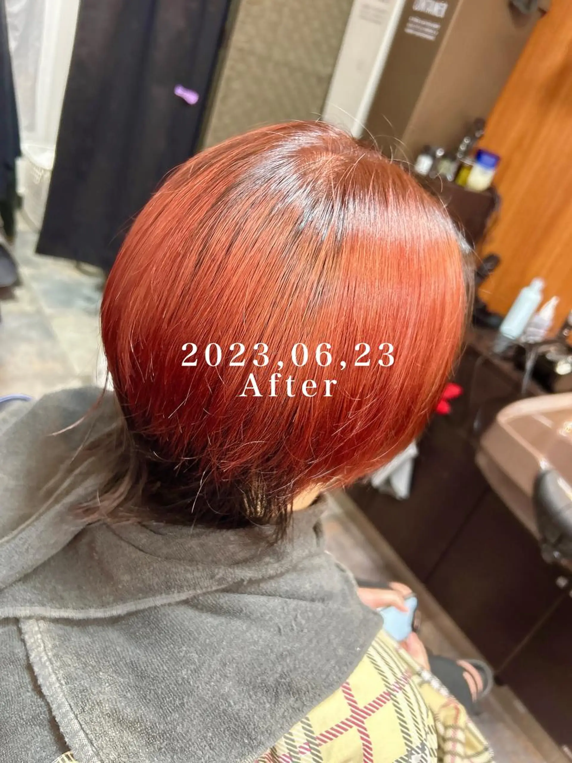 カラー オレンジ レッドカラー Smile hair 大森店所属・深野 茜のヘアスタイル