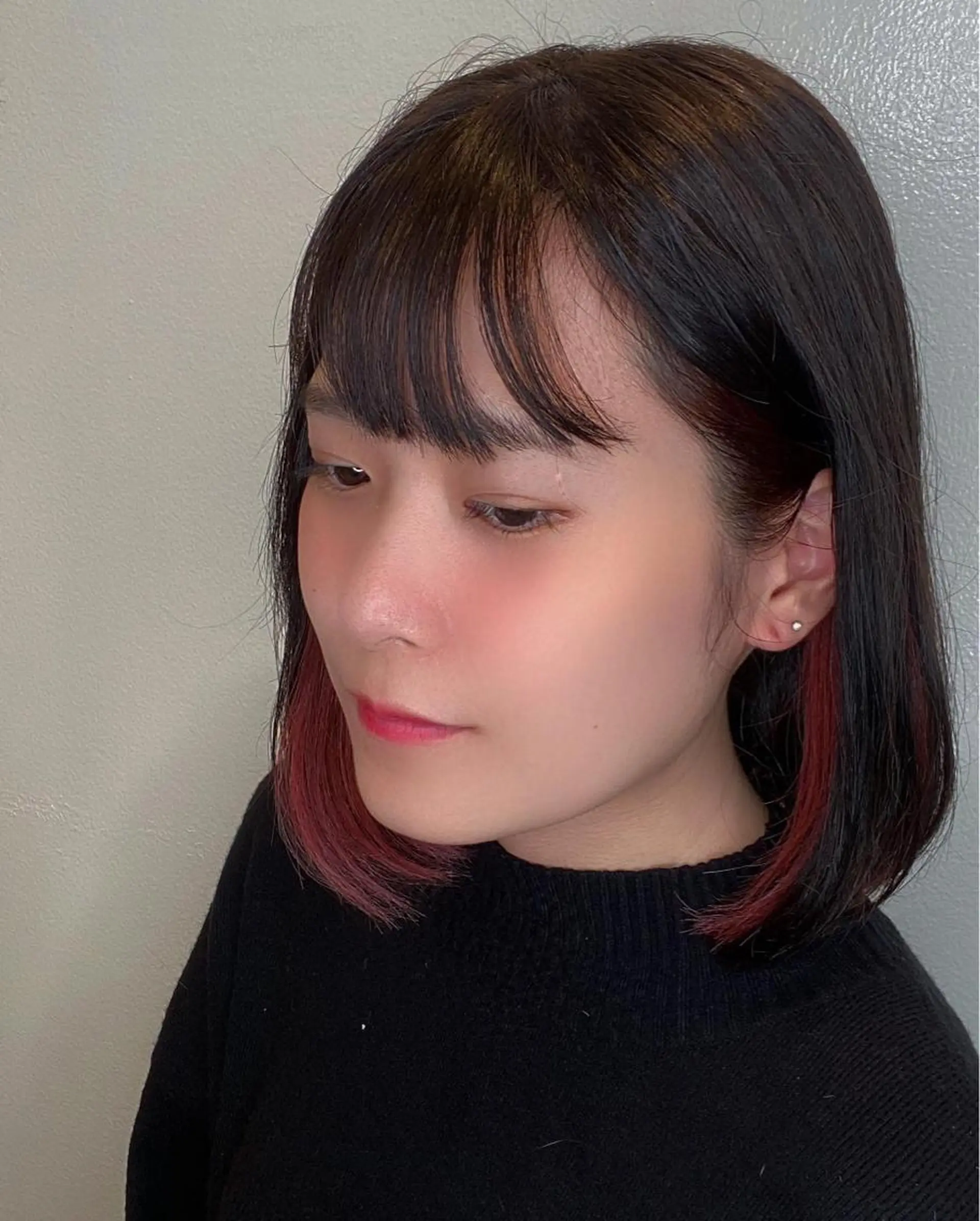 カラー レッドカラー 佐々木 雪菜のヘアスタイル