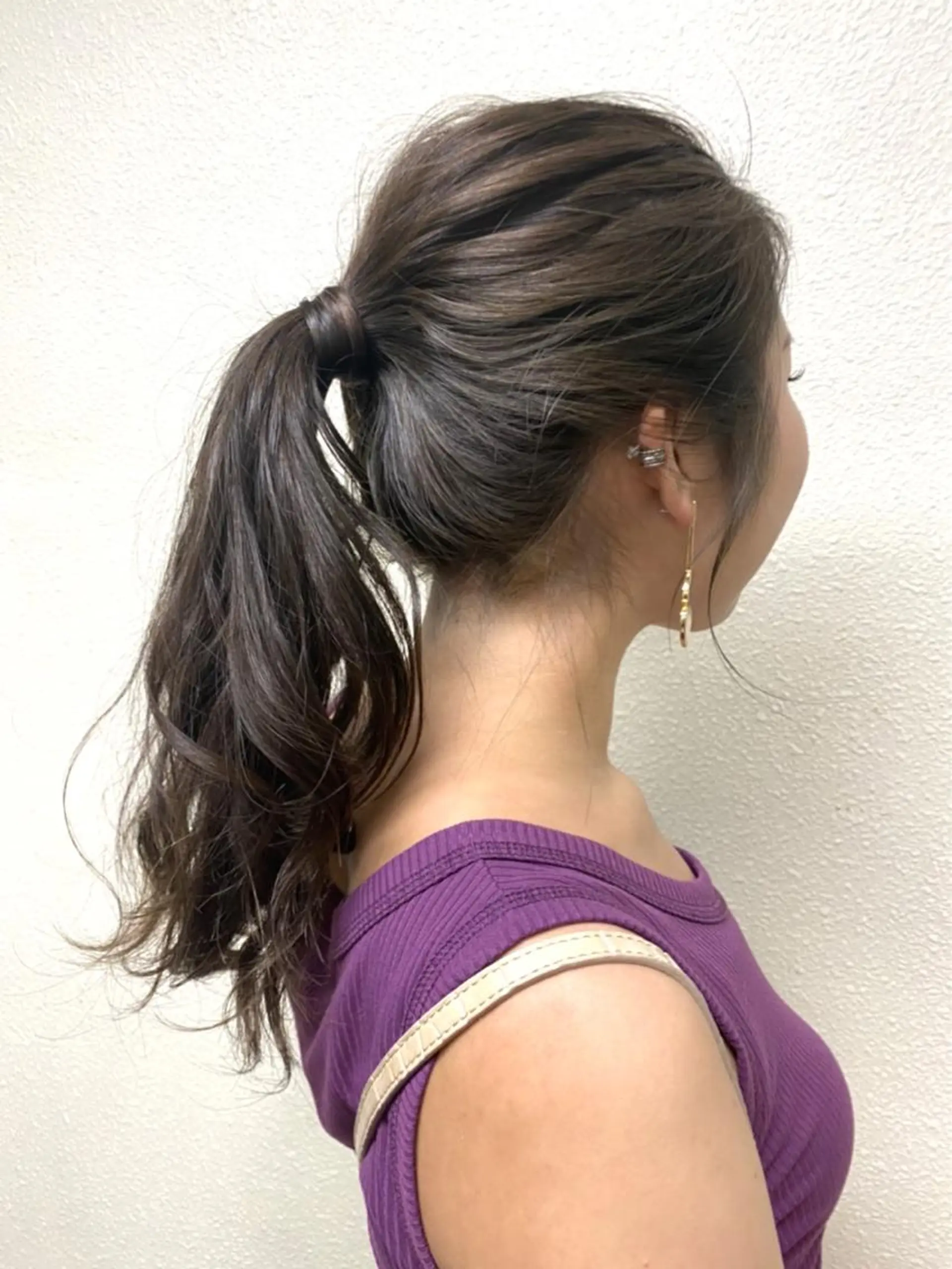 セミロング カラー ヘアアレンジ ポニーテール カット ヘアカラー トリートメント ikeda shioriのヘアスタイル