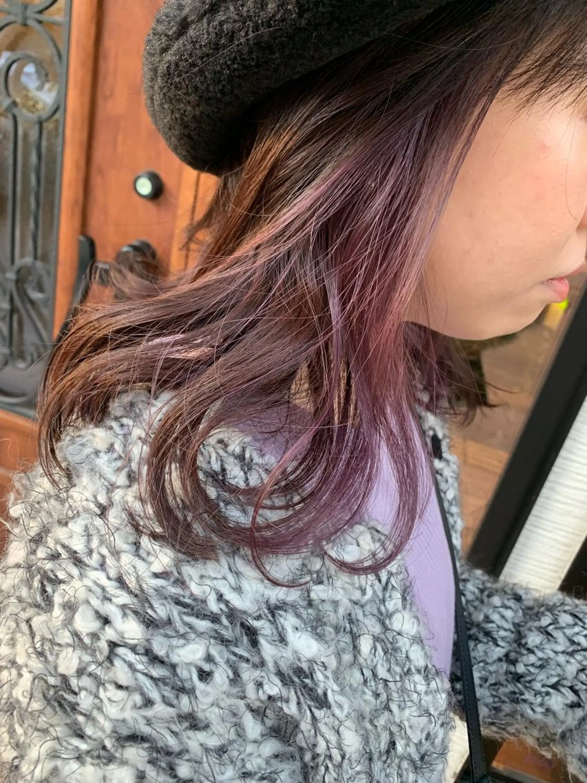 ミディアム カラー インナーカラー ラベンダーカラー ピンクカラー ピンクラベンダー ヘアカラー yoshi (高橋福博)のヘアスタイル