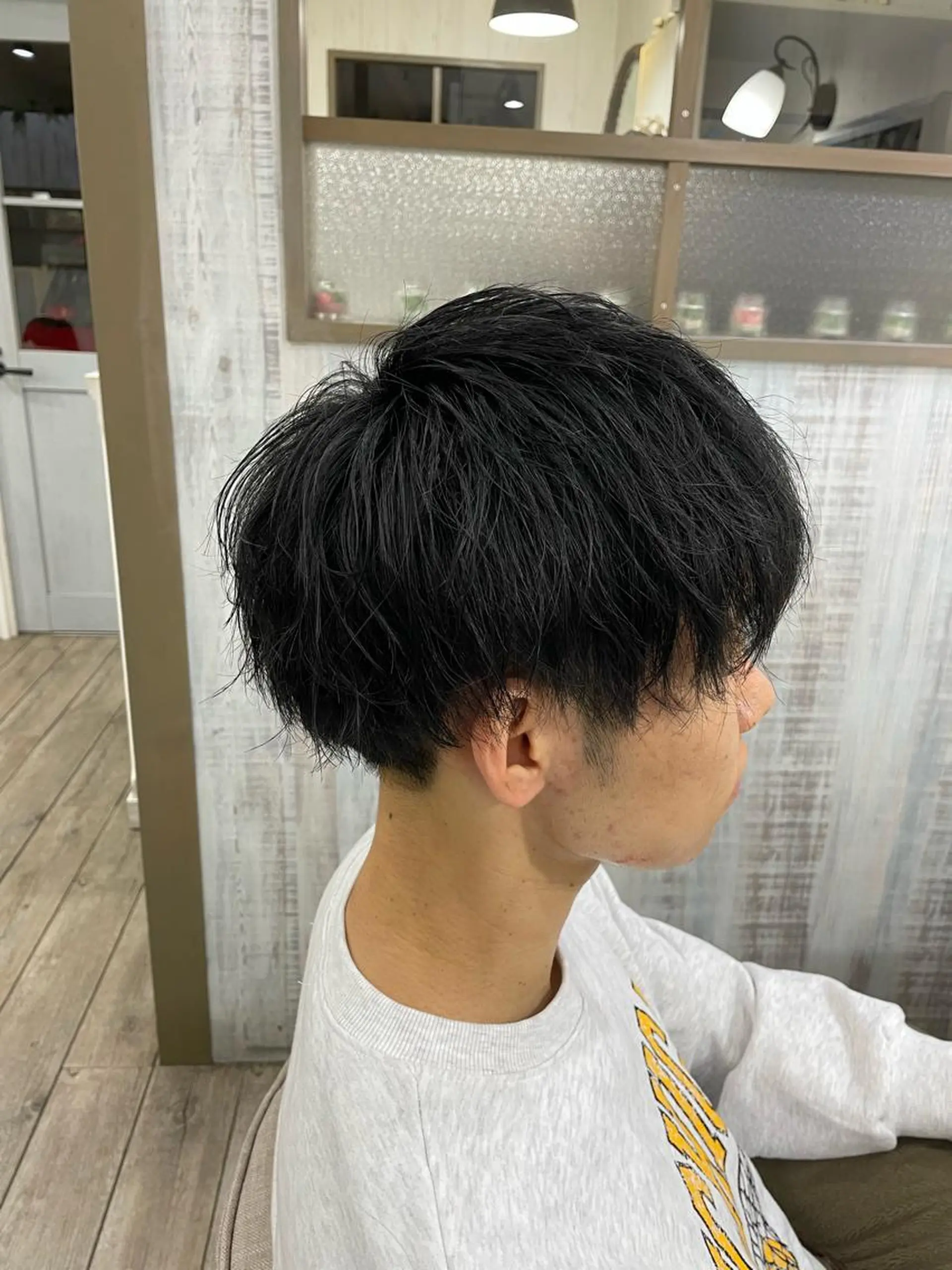 ショート パーマ メンズ ヘアカラー パーマ イシジマ タカナリのヘアスタイル
