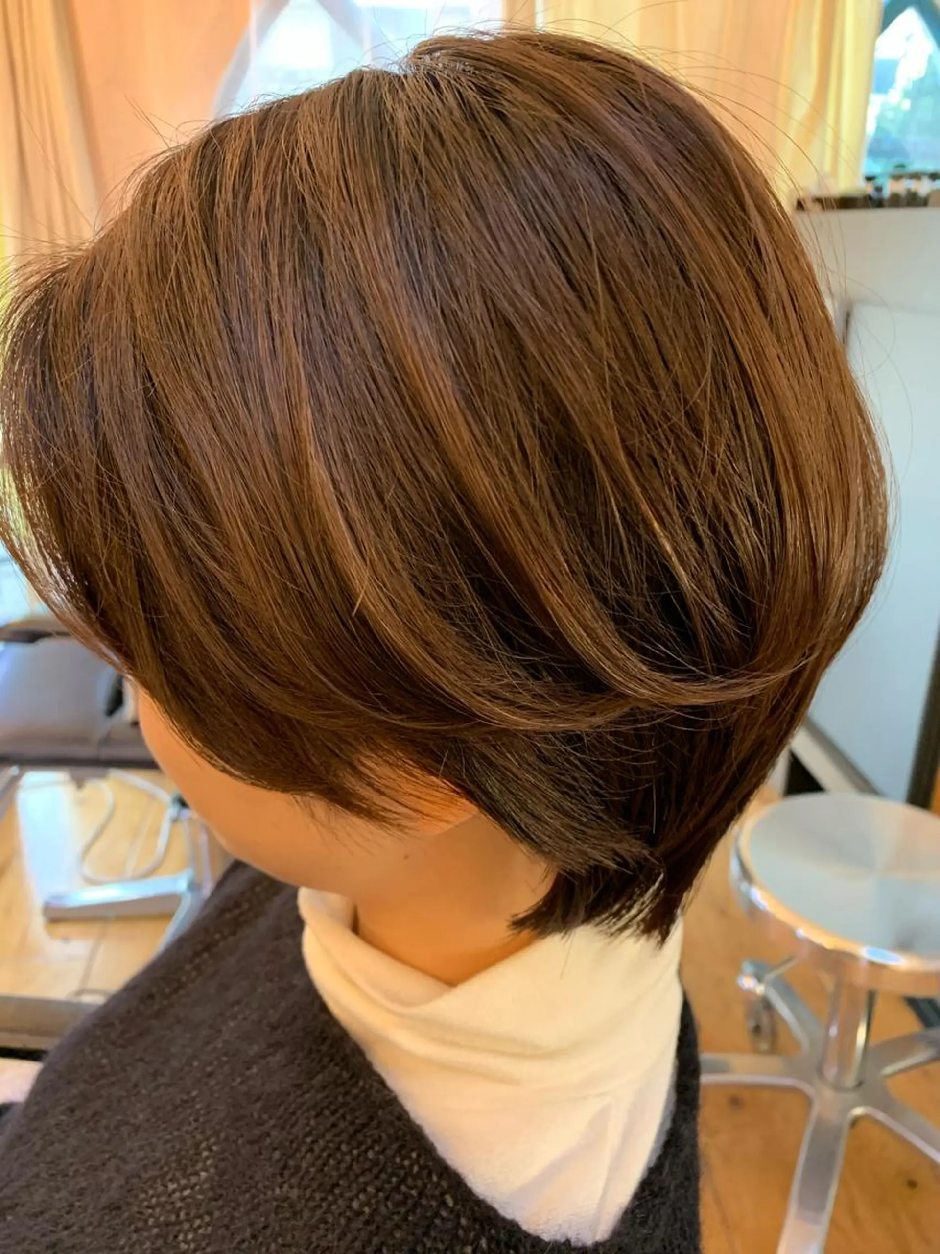 ショート カラー ブラウンカラー ハイライトカラー オレンジ オレンジブラウン ハイライト Lagom(ラゴム) なかだのヘアスタイル