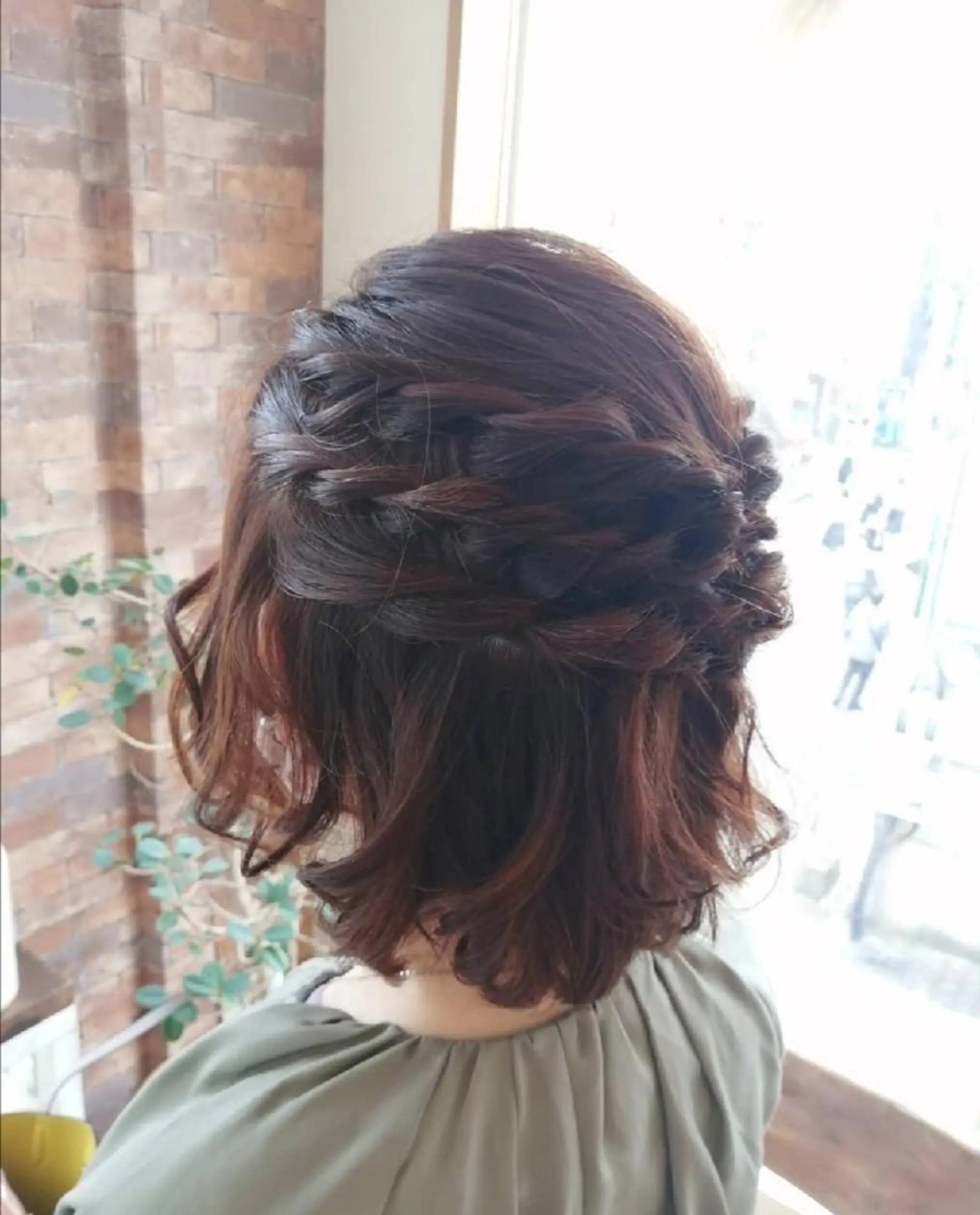 ヘアアレンジ ハーフアップ ボブ 着付け 野田 茉希のヘアスタイル