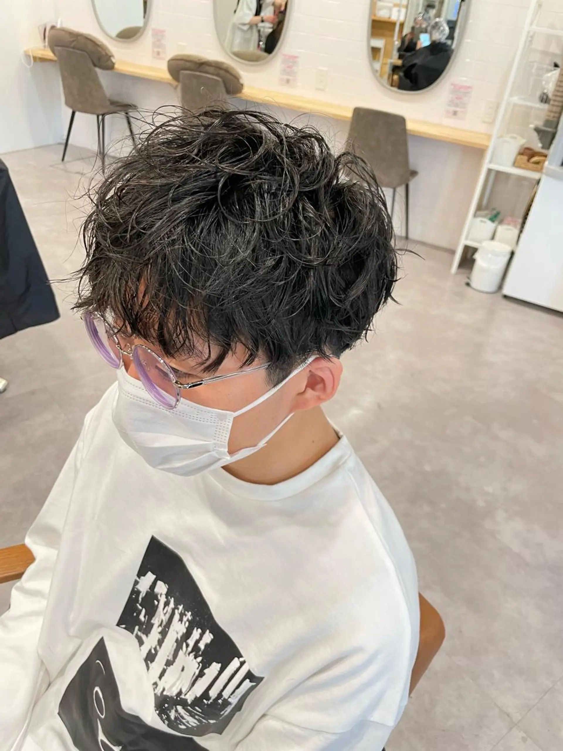 ショート パーマ メンズ マッシュ メンズパーマ ショートヘア スパイラルパーマ REEED所属・毛流れ縮毛矯正✨ メンズ那智優貴のヘアスタイル