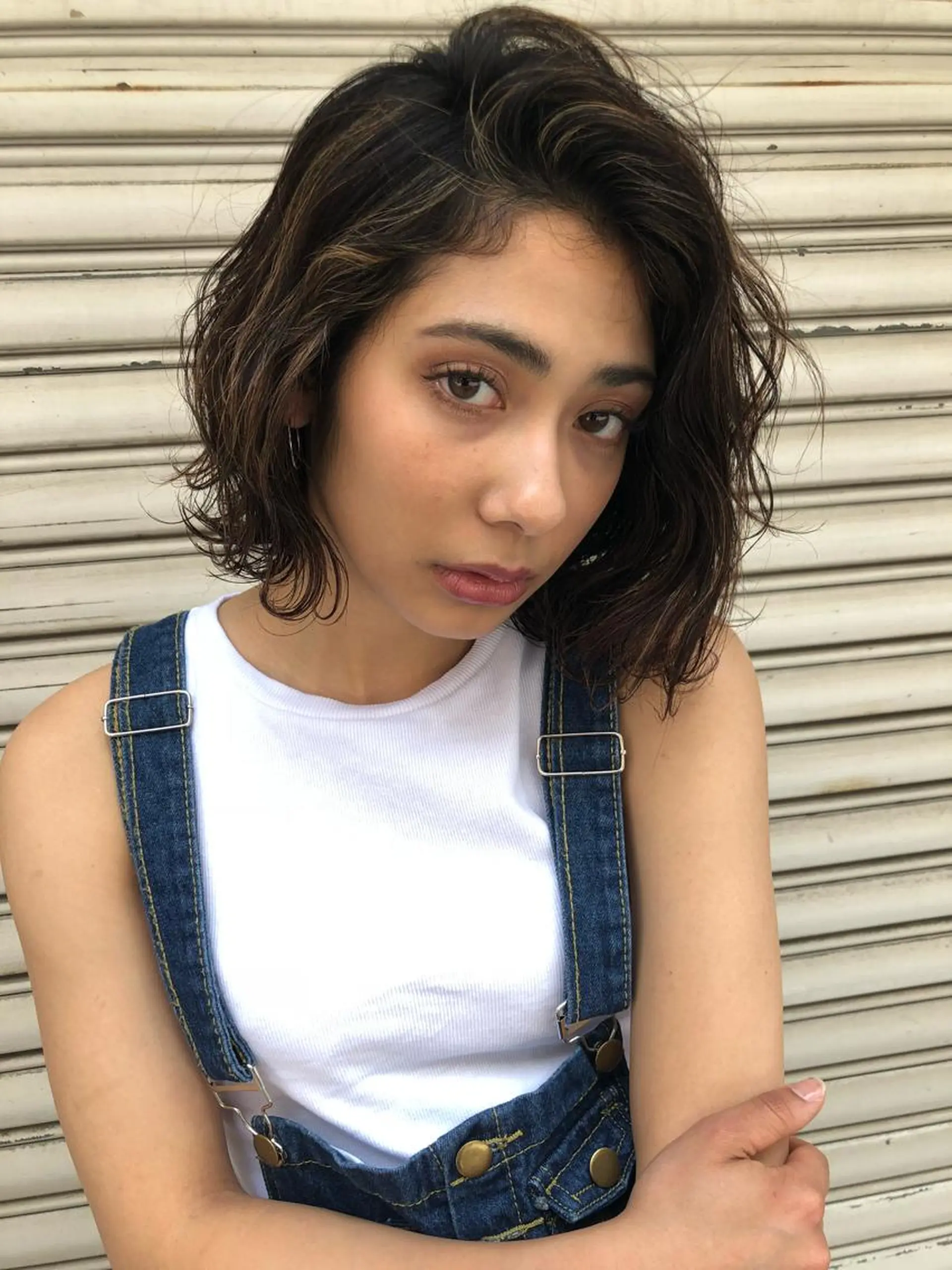 ミディアム ワンレンボブ ボブ salowin 原宿 aroa所属・韓国／ハッシュカット ／透明感カラー／金野のヘアスタイル