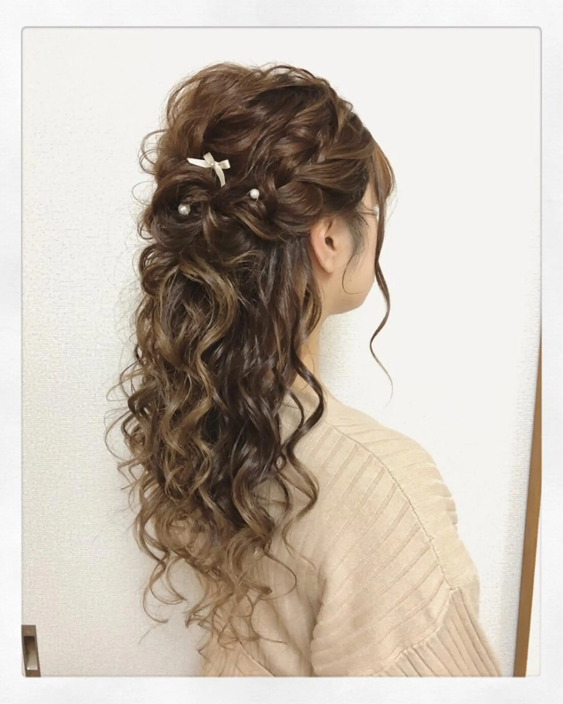 ロング ヘアアレンジ ハーフアップ ヘアセット KANA カナのマツエク・マツパデザイン