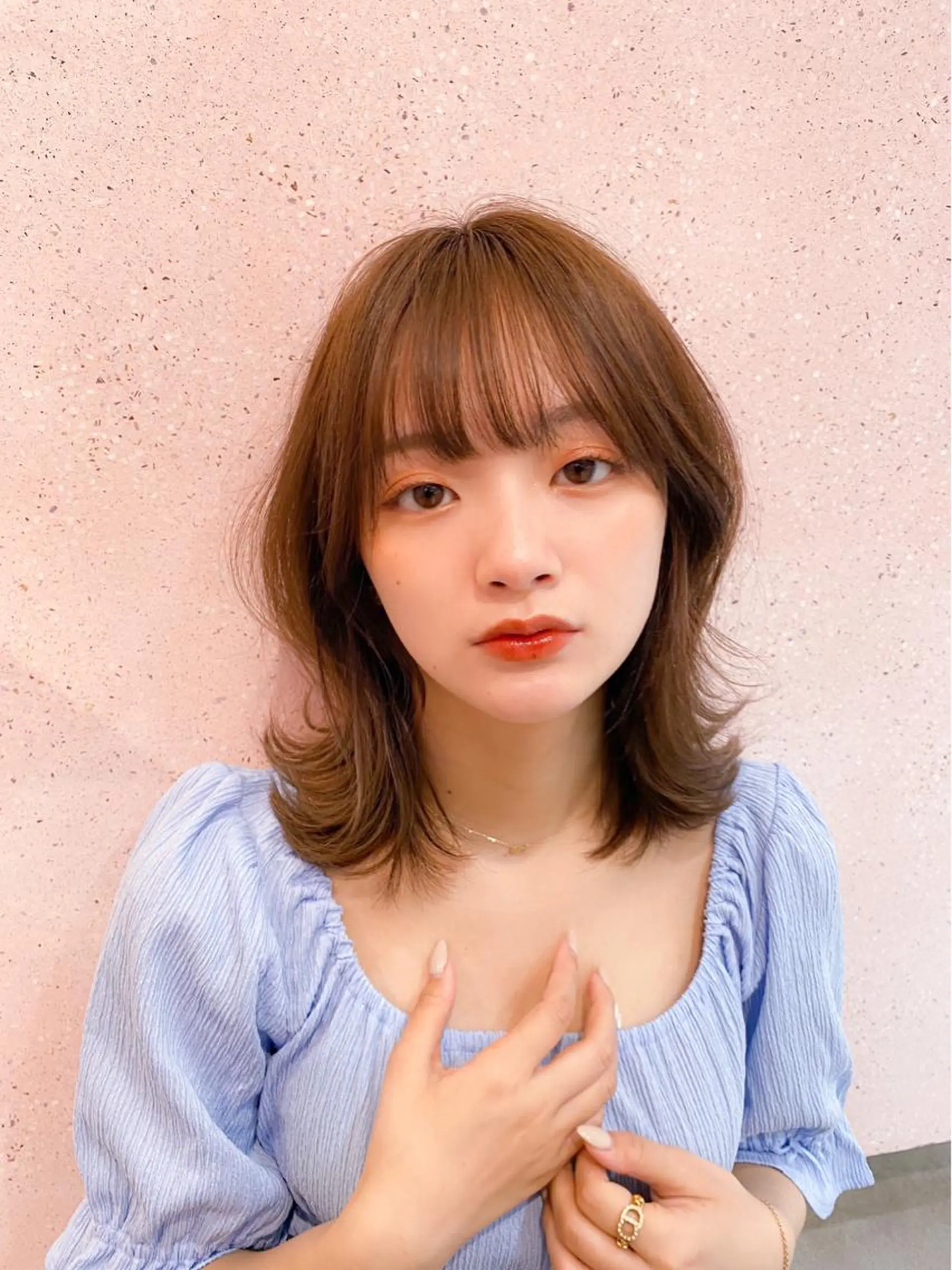 ミディアム カラー シールエクステ ミディアムパーマ ブリーチ ケアブリーチ ダブルカラー 新宿/韓国風レイヤー 髪質改善/渋谷直樹のヘアスタイル