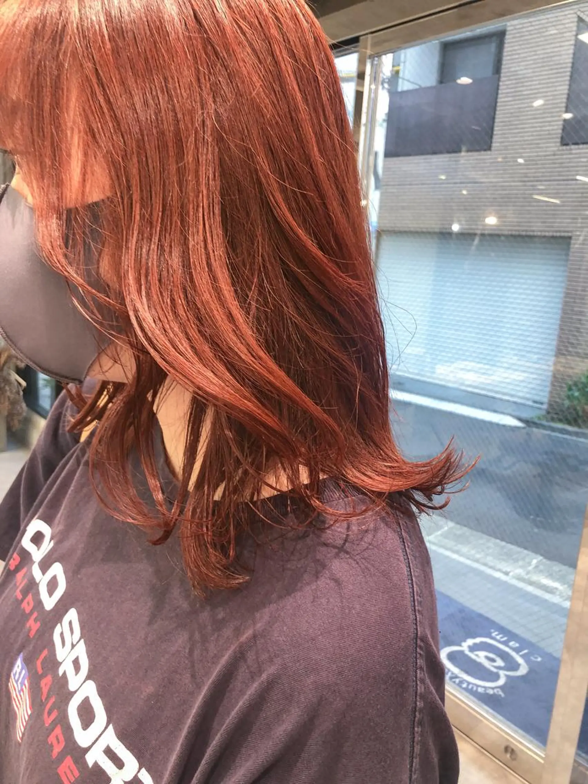 ミディアム カラー ヘアアレンジ ブリーチ オレンジ rii-🩰 トレンド韓国ヘアのヘアスタイル