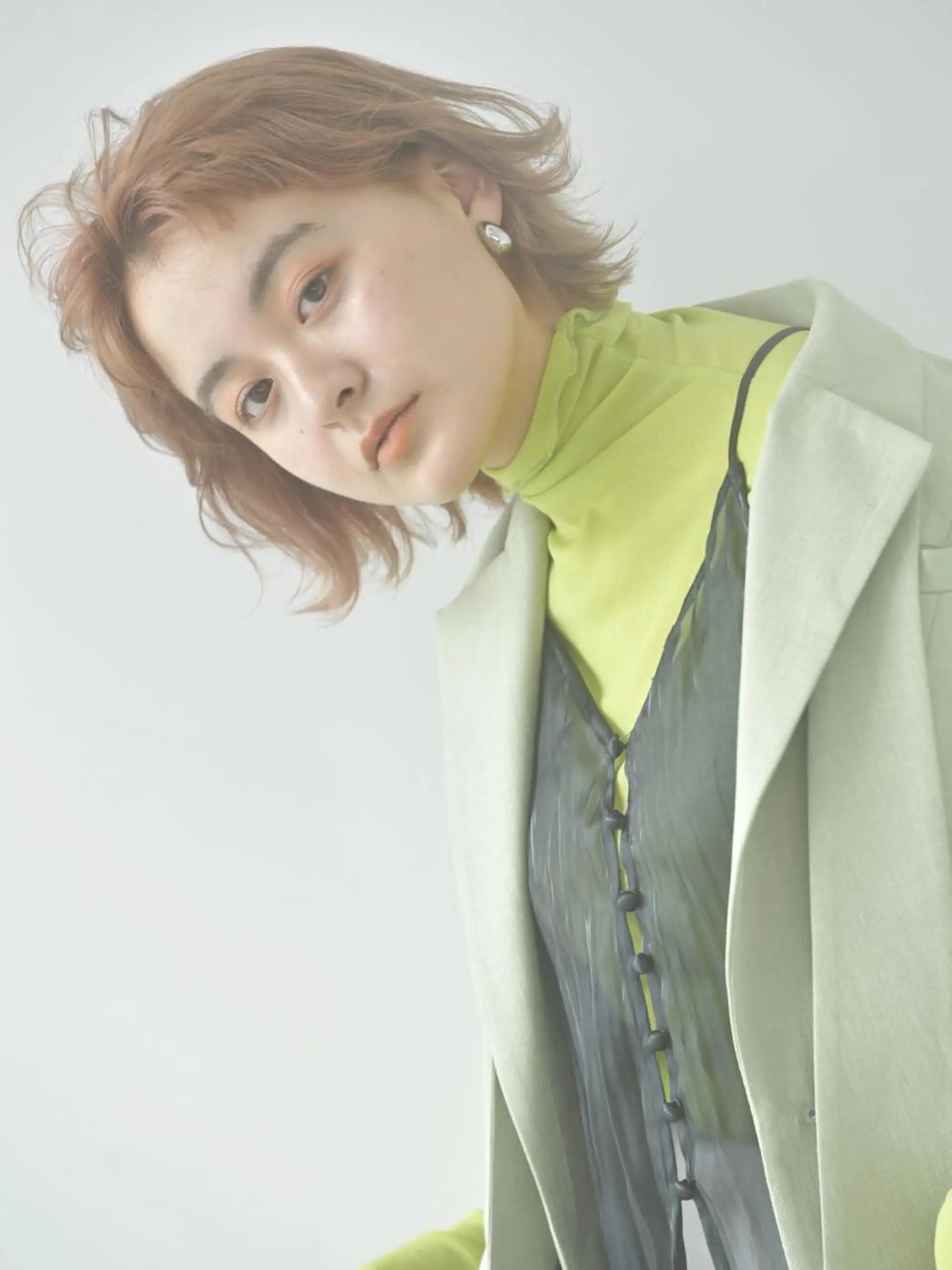 ショート カラー パーマ ヘアアレンジ メンズ キッズ ネイル マツエク・マツパ アップバング メンズブリーチ ブリーチ ブラウンカラー ピンクカラー SALOWIN梅田茶屋町店所属・ウルフレイヤーカット /チヒロのヘアスタイル