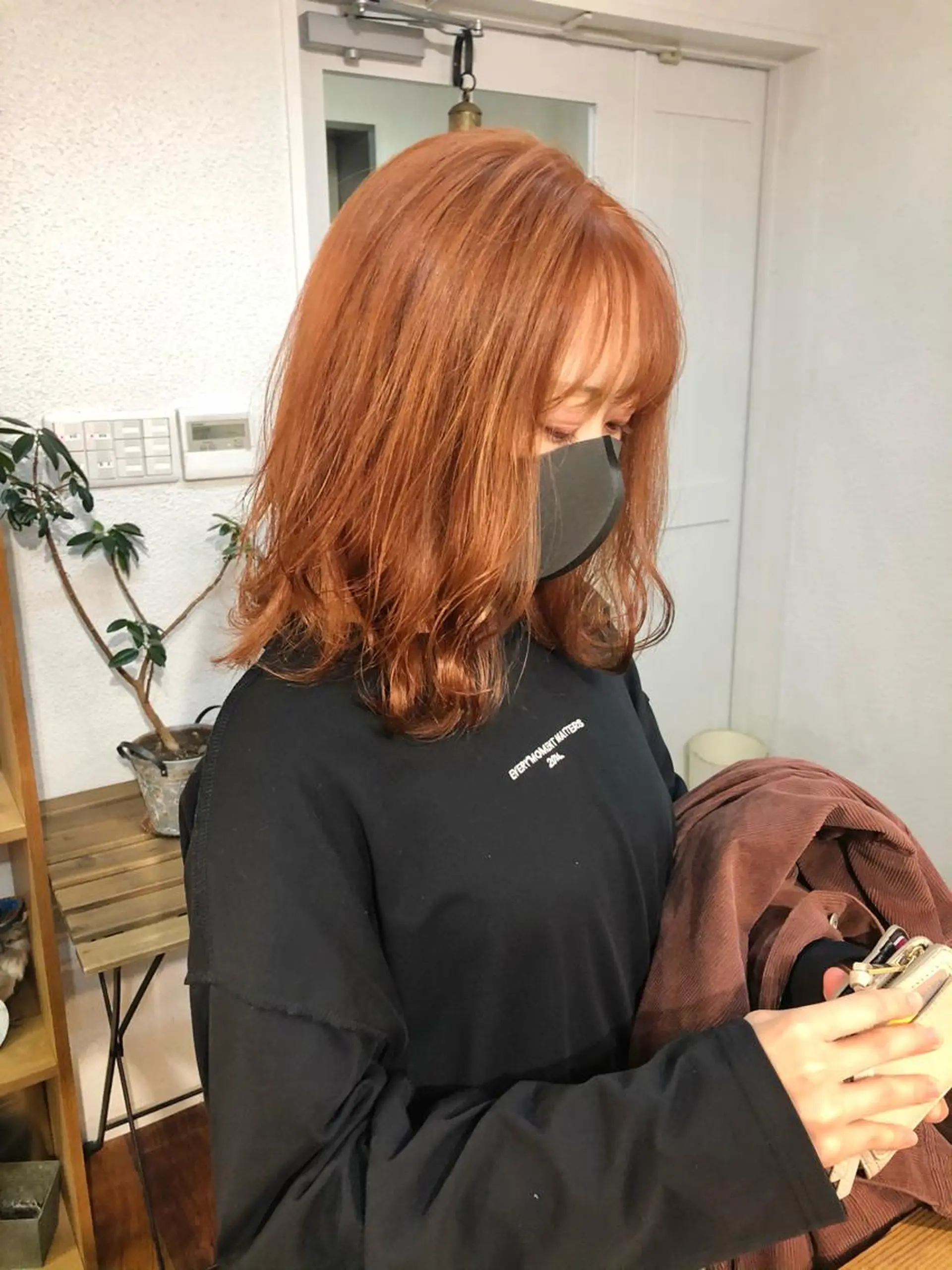 ミディアム カラー ベージュカラー オレンジ オレンジベージュ 水野 雪 /パーマ/暖色カラーのヘアスタイル