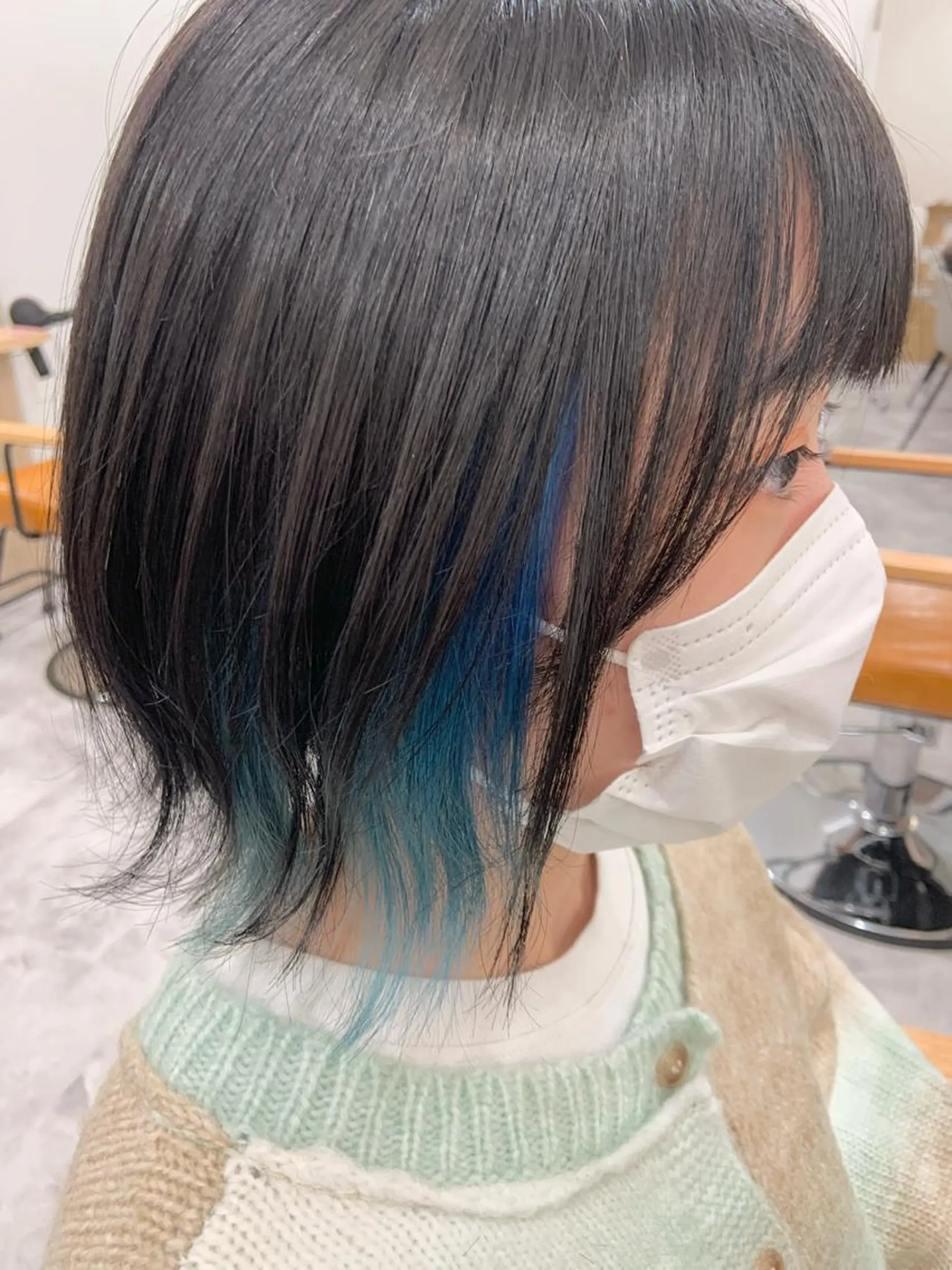 ショート カラー 黒髪 ブルーカラー 顔まわりカット/ボブ /🧁とーこ🧁のヘアスタイル