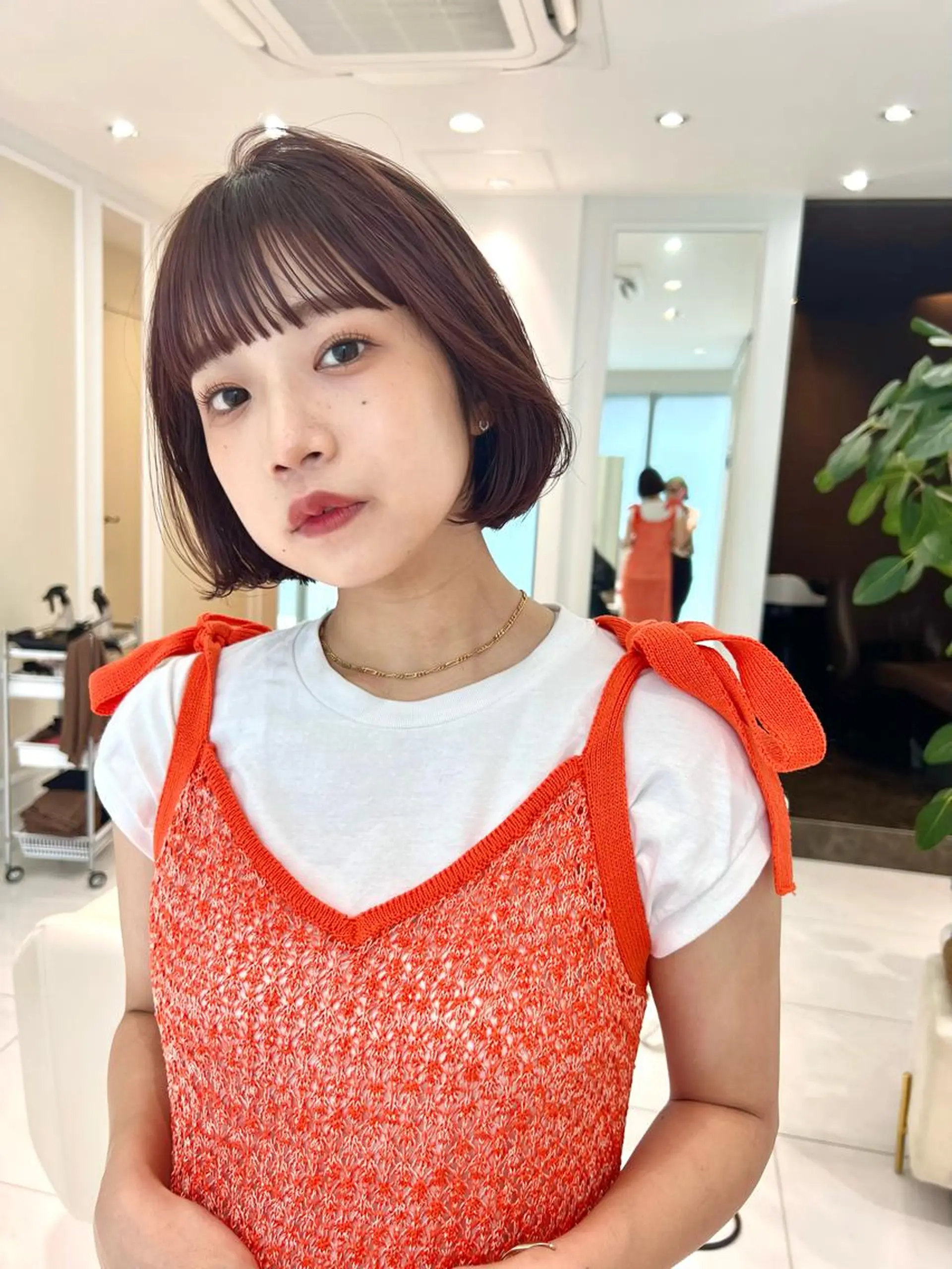 ショート カラー ヘアアレンジ ボブ タンバルモリ 韓国風ヘア カット ヘアカラー トリートメント ヘアセット hotely所属・✨まとまるボブ/ 切りっぱなし/ユキナのヘアスタイル