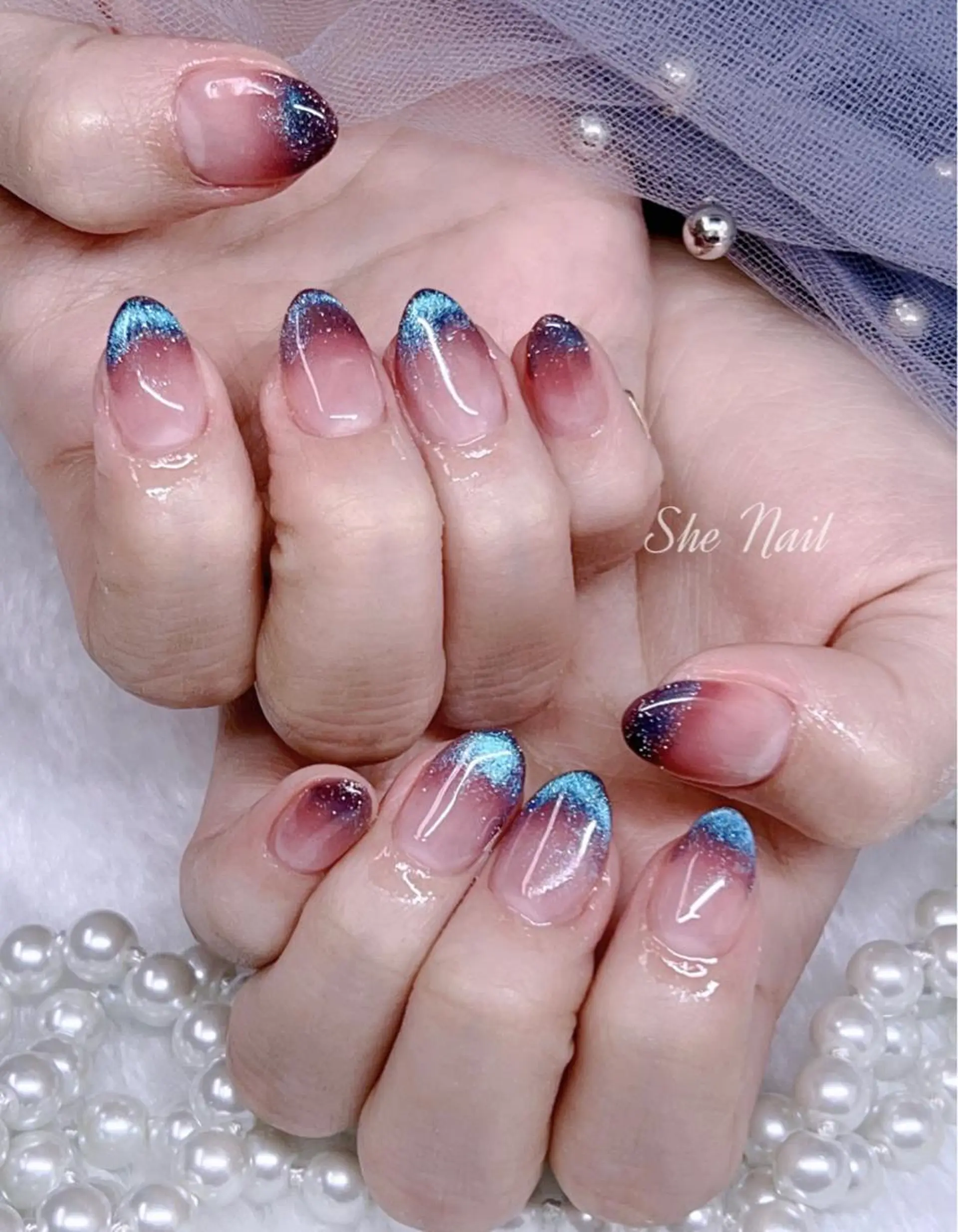 ネイル チークネイル 長さ出し 持ち込み ニュアンスネイル シンプルネイル She   Nail所属・ISA_ BELLAのネイルデザイン