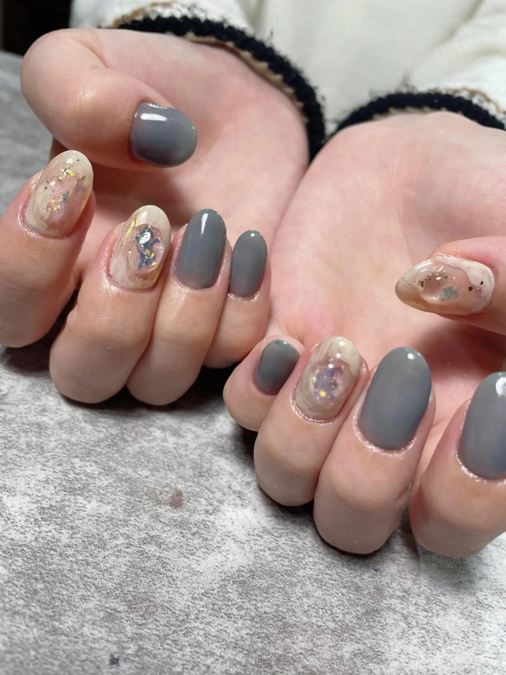 ネイル オーロラネイル ブルー ニュアンスネイル ワンカラーネイル ハンドネイル ma riのネイルデザイン