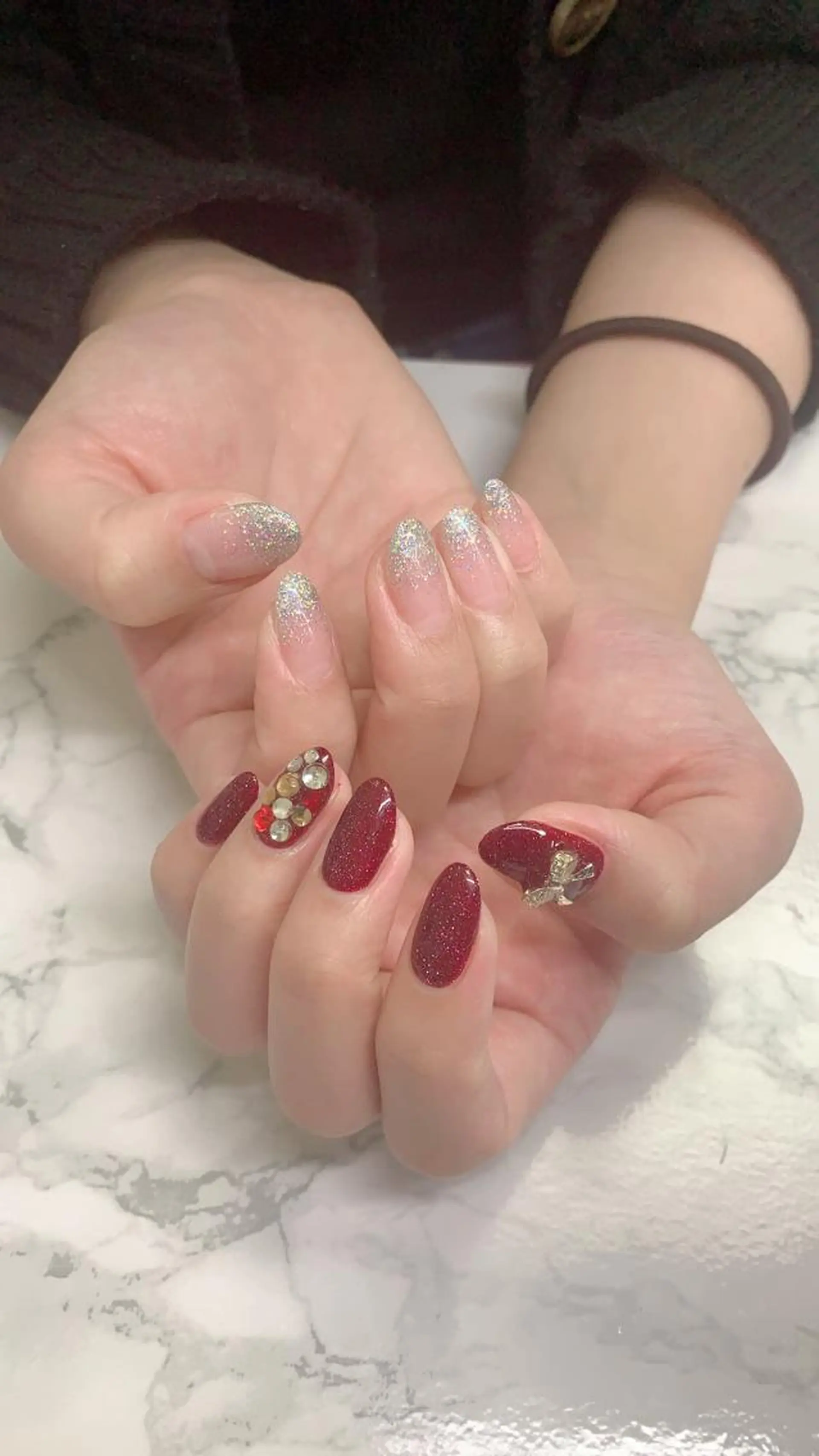 ネイル はな💎ネイル ワンホン、長さ出しのネイルデザイン