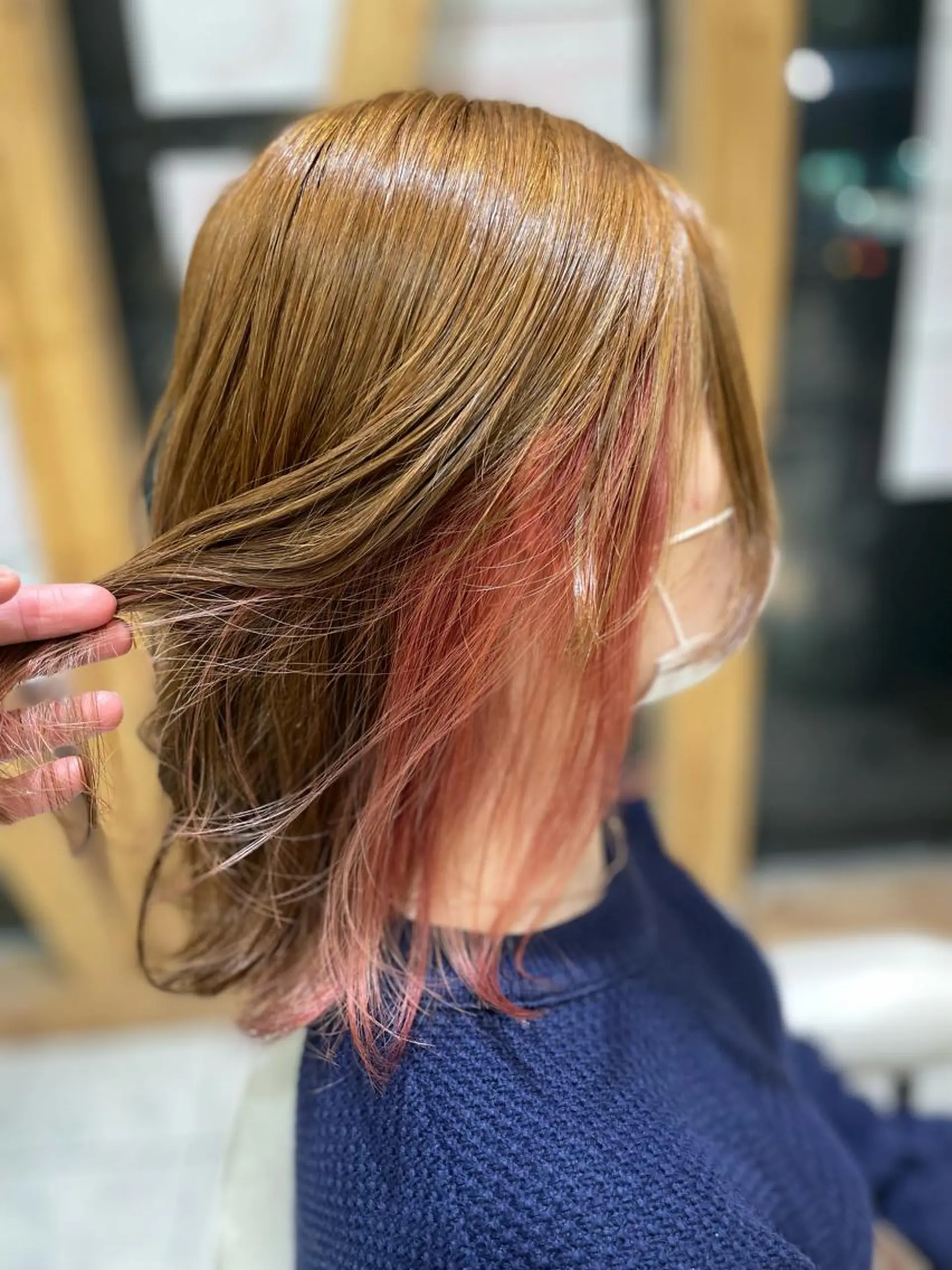 セミロング カラー ベージュカラー ピンクカラー AGU hair vigor 三条店所属・AGU 三条店 林　雄のヘアスタイル
