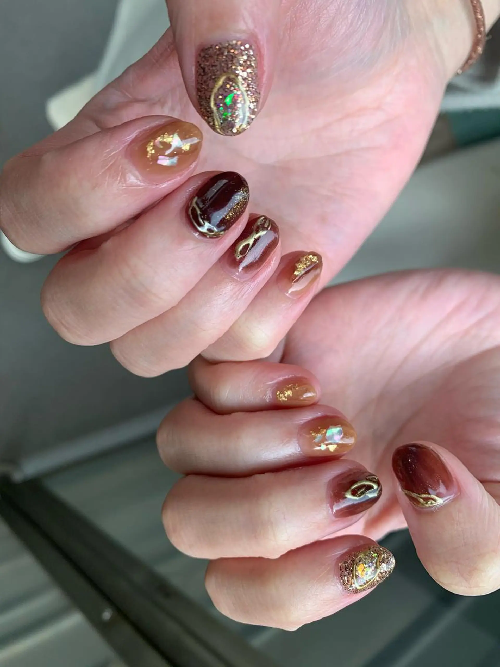 ネイル ブラウン ニュアンスネイル nail＊ runa🌻のネイルデザイン