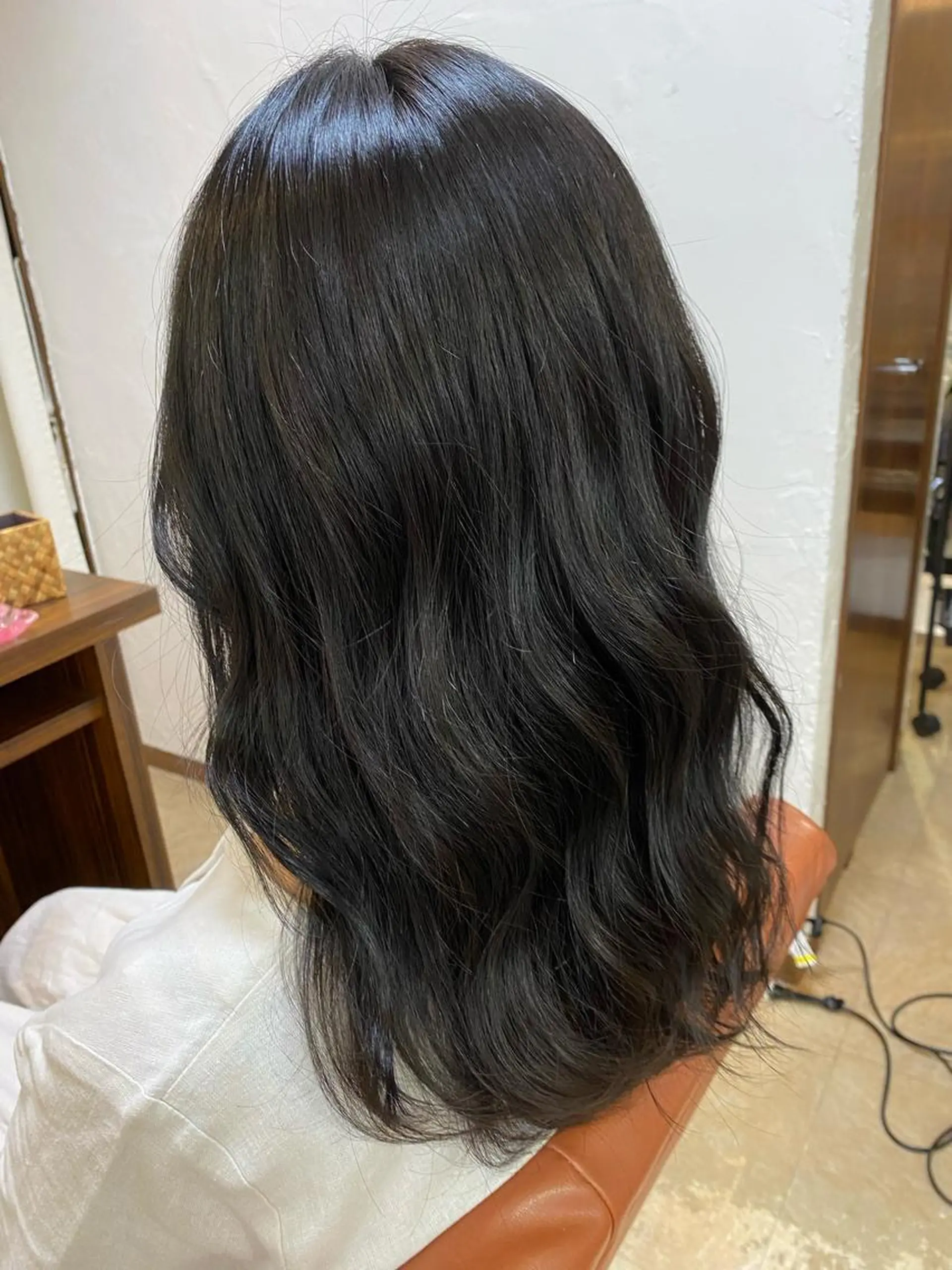 ロング カラー 黒髪 ブルーカラー ブルーブラック Hikari /赤み消しカラーのヘアスタイル