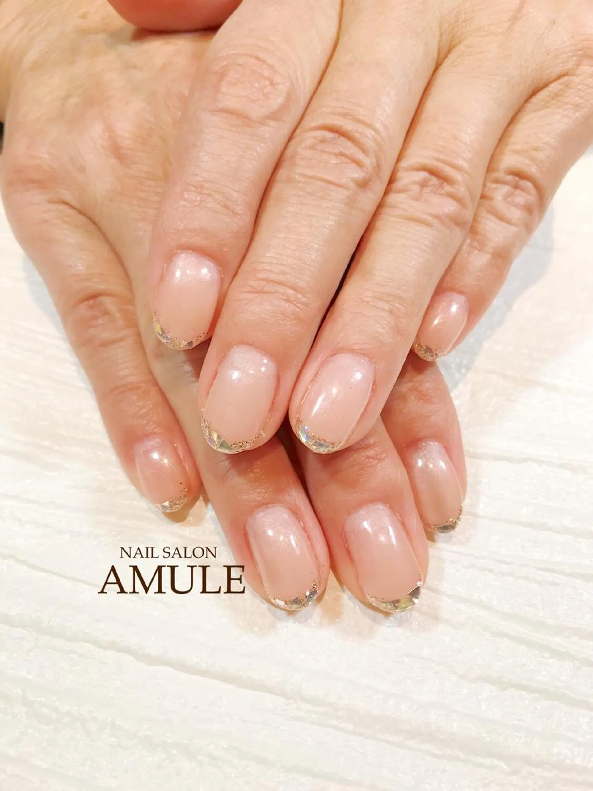 ネイル フレンチネイル ガラスフレンチ ワンカラーネイル ハンドネイル NAILSALON AMULEのネイルデザイン
