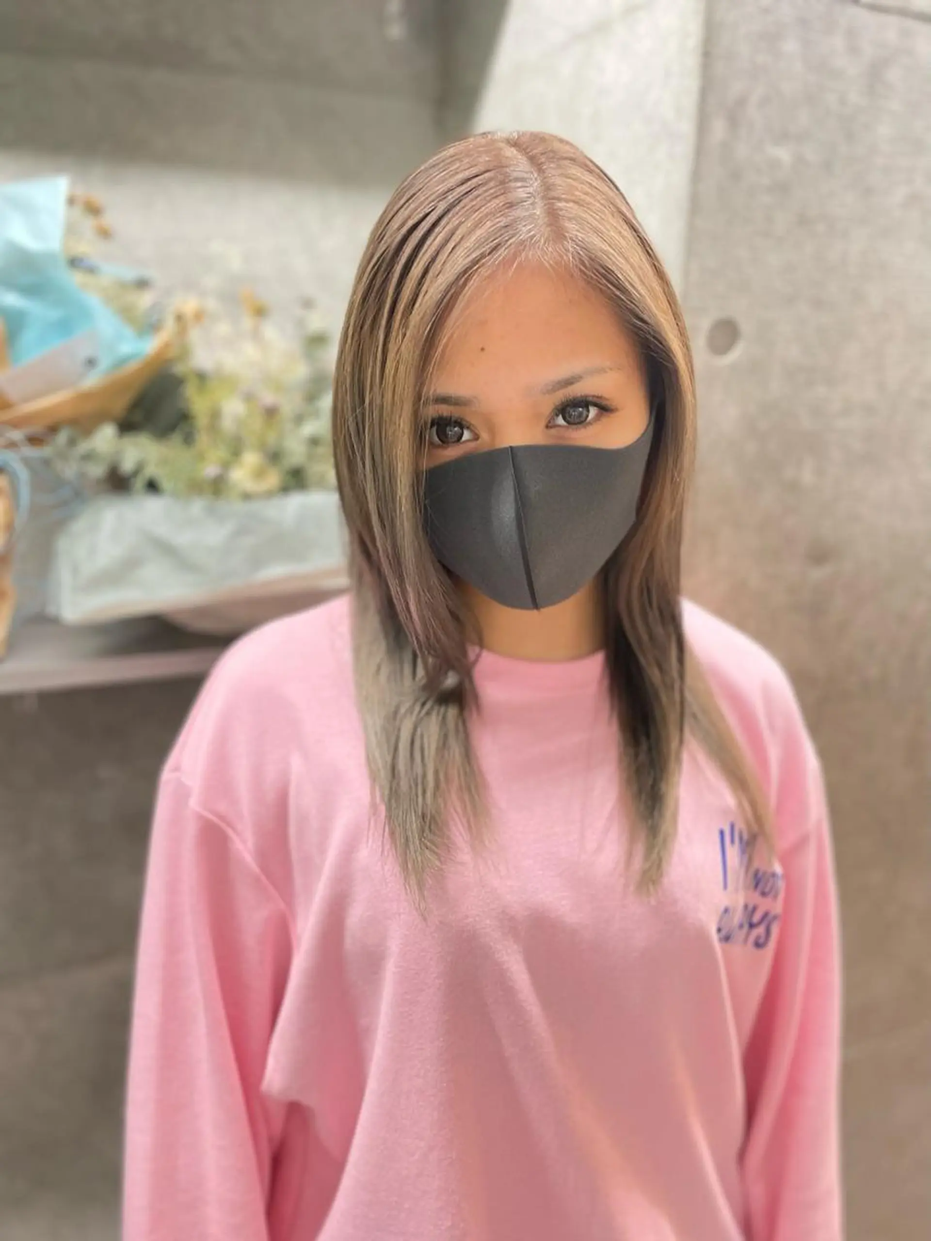 セミロング アッシュ ボブ くびれヘア ハイライト レイヤーカット 透明感／髪質改善 遠藤良祈のヘアスタイル