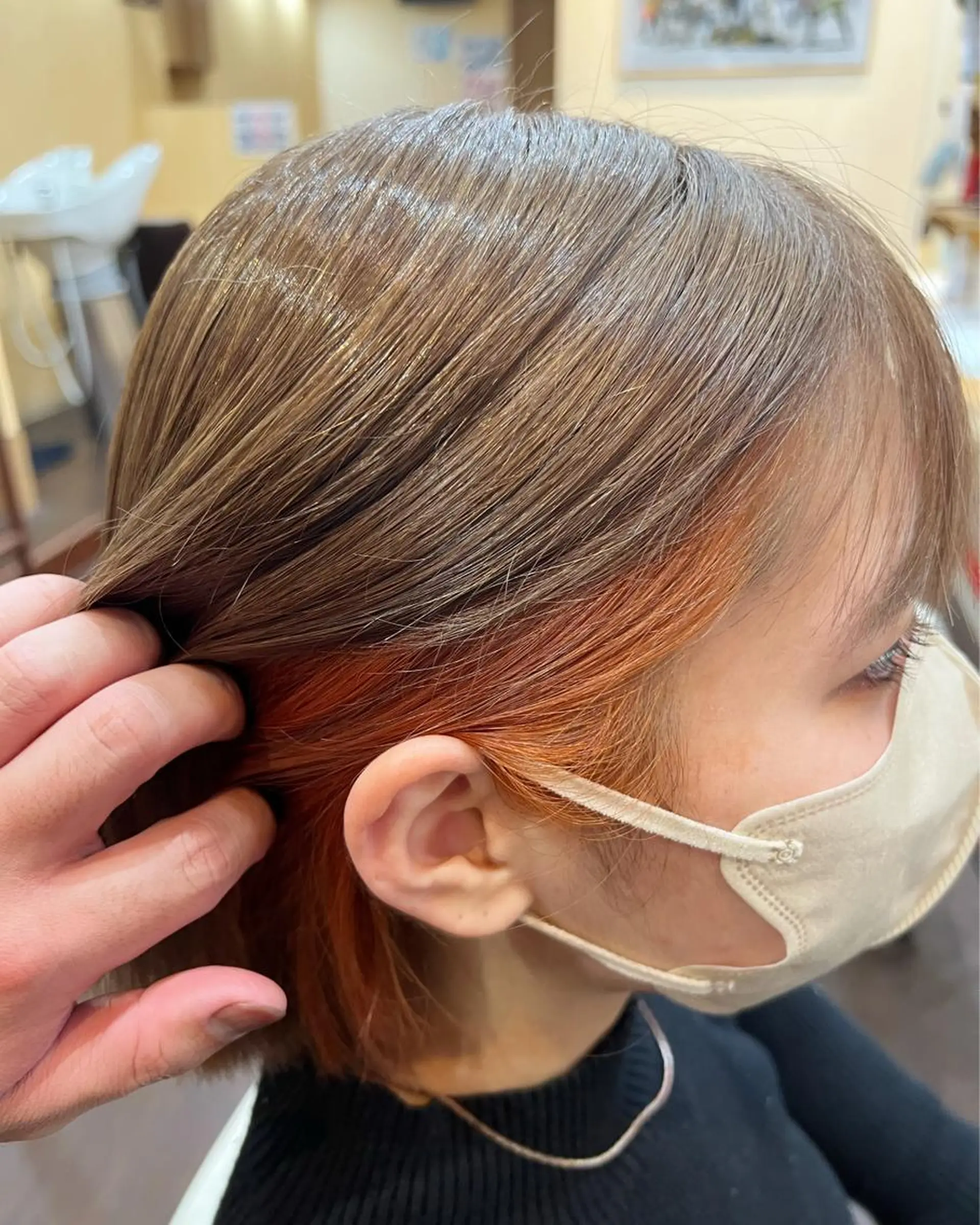 ショート カラー アッシュ ベージュカラー オレンジ ヘアカラー まさき✂︎ブリーチ／ デザインカラーのヘアスタイル