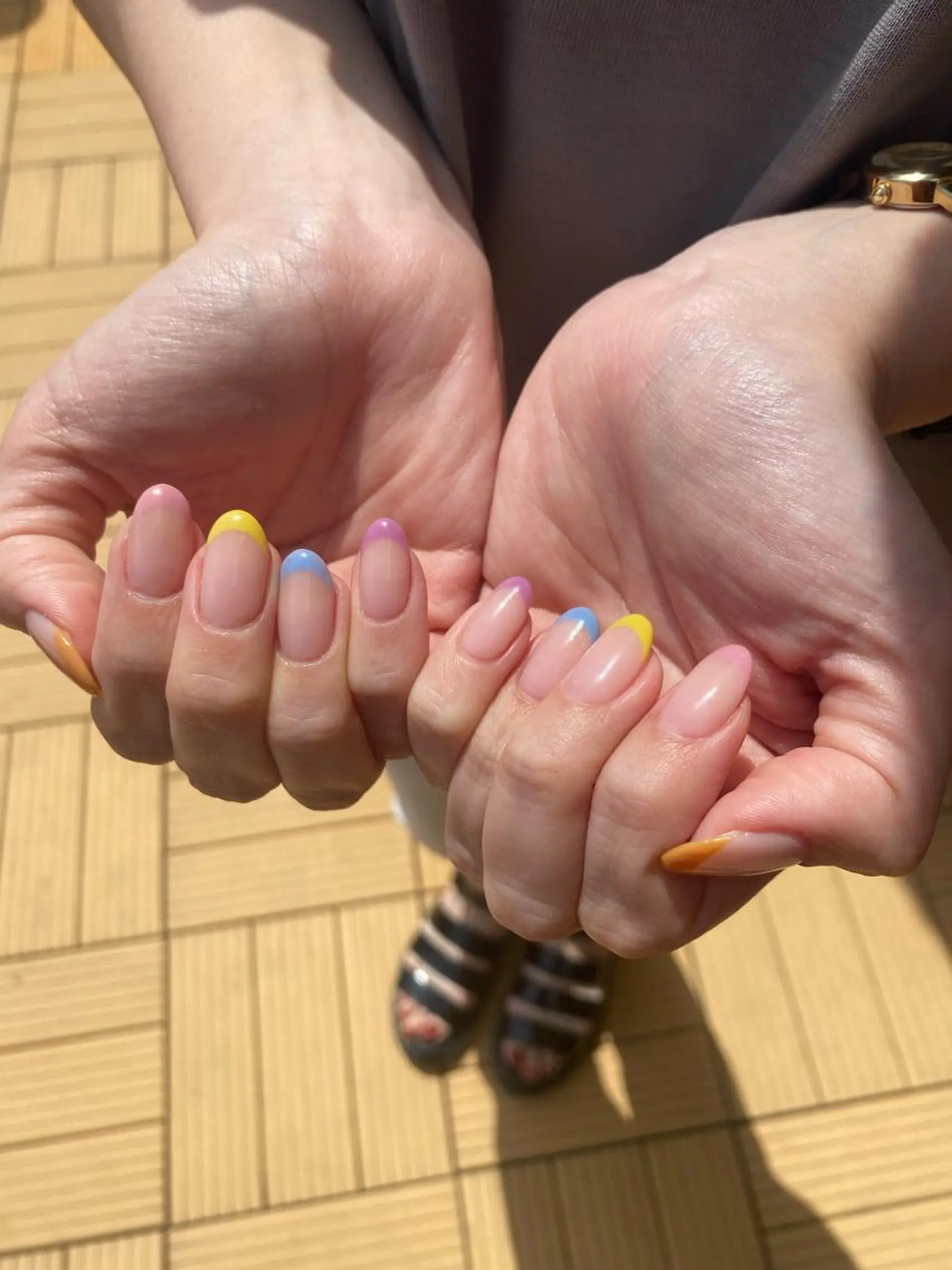 ネイル 長さ出し フレンチネイル ラメ(グリッター) ワンカラーネイル シンプルネイル ハンドネイル Bianca 美浜店 masuのネイルデザイン