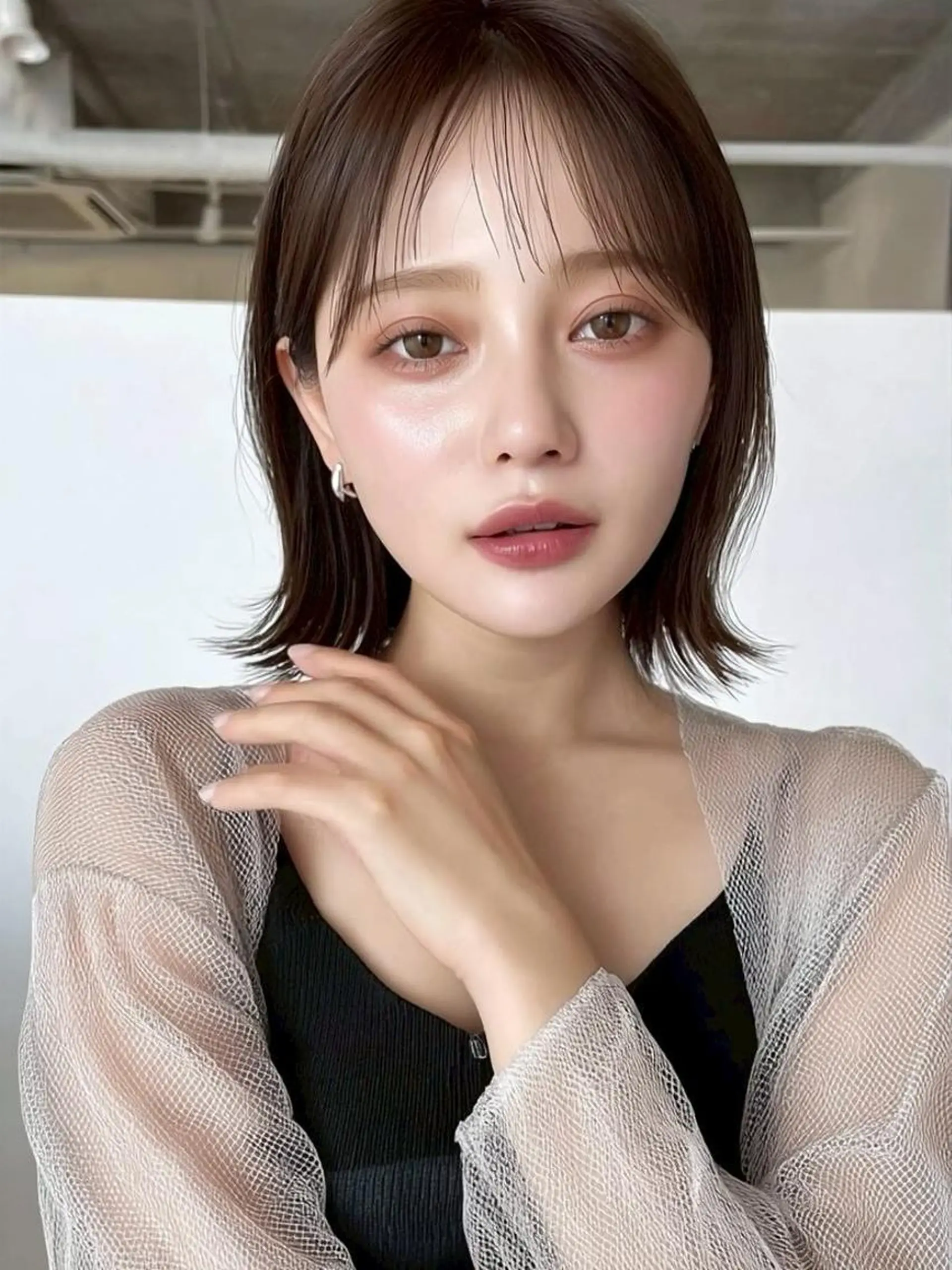 ミディアム 切りっぱなしボブ ショートボブ ボブ 髪質改善 縮毛矯正 ✨髪質改善ストレート ✨/ミヤビのヘアスタイル