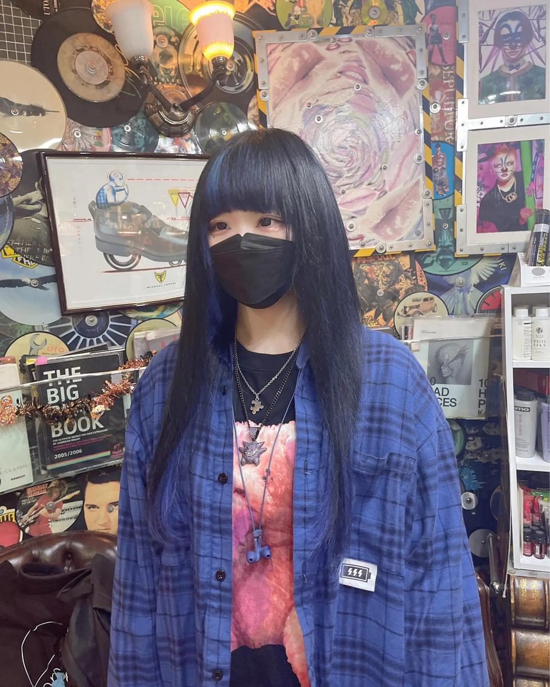 ロング カラー ヘアアレンジ 編み込みエクステ ブルーカラー インナーカラー エクステ haco+所属・🌈派手髪エクステ ブレイズ🌈ひろとのヘアスタイル