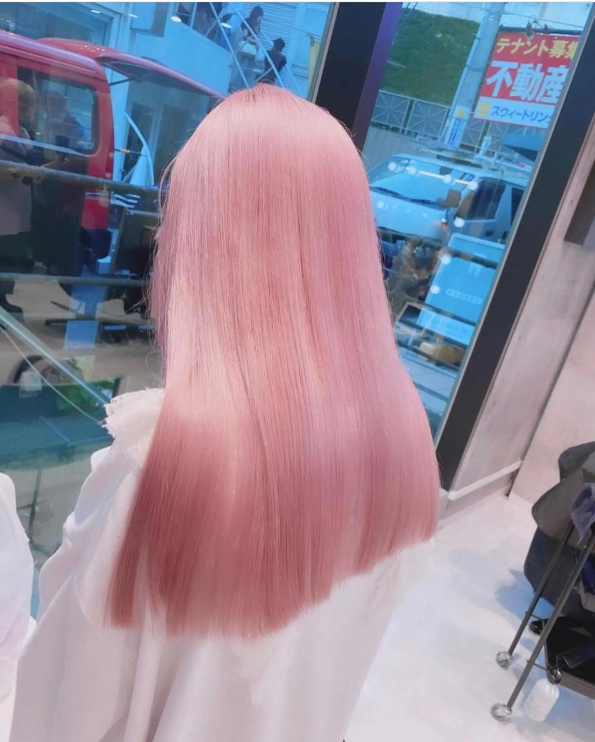 ロング アッシュ アッシュグレー アッシュグレージュ ミストバング ピンクブラウン ハイトーン×エクステ 💞くるみのヘアスタイル