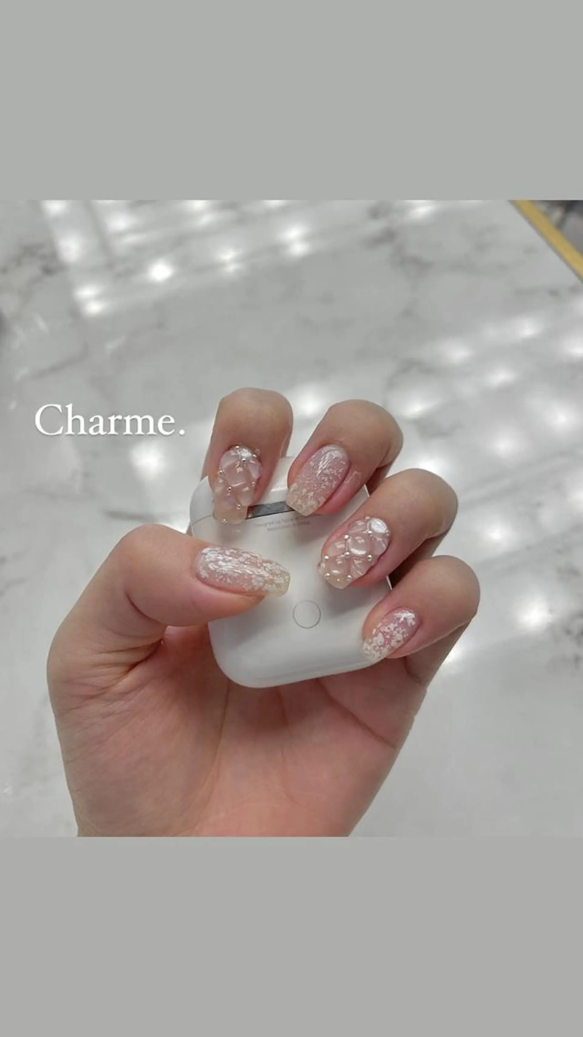 ネイル 持ち込み ニュアンスネイル ホワイト ハンドネイル ハンドケア Charme. NOBUKOのネイルデザイン