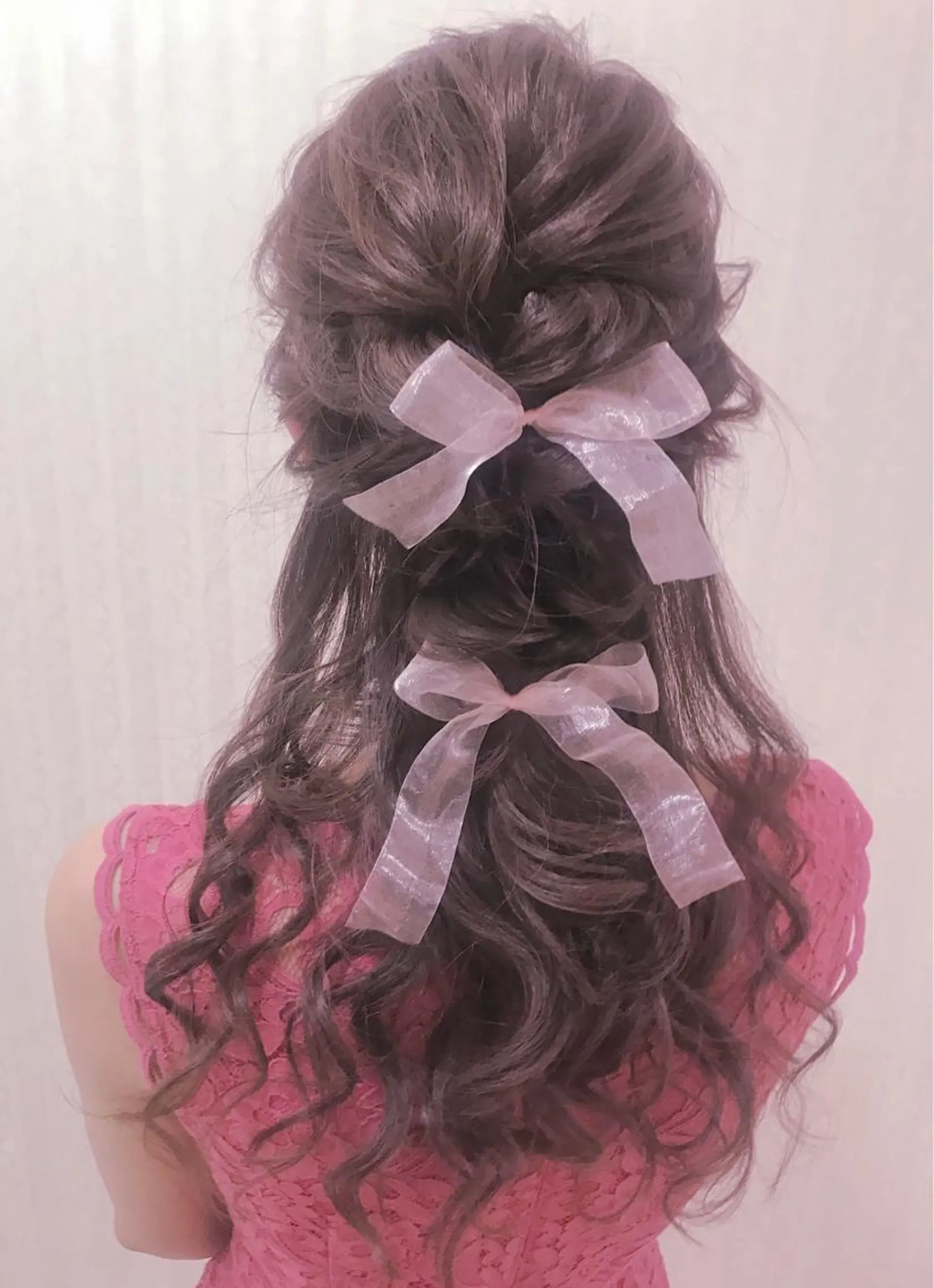 ロング ヘアアレンジ ハーフアップ ヘアセット Aries🫧 missa𓂃🤍のヘアスタイル