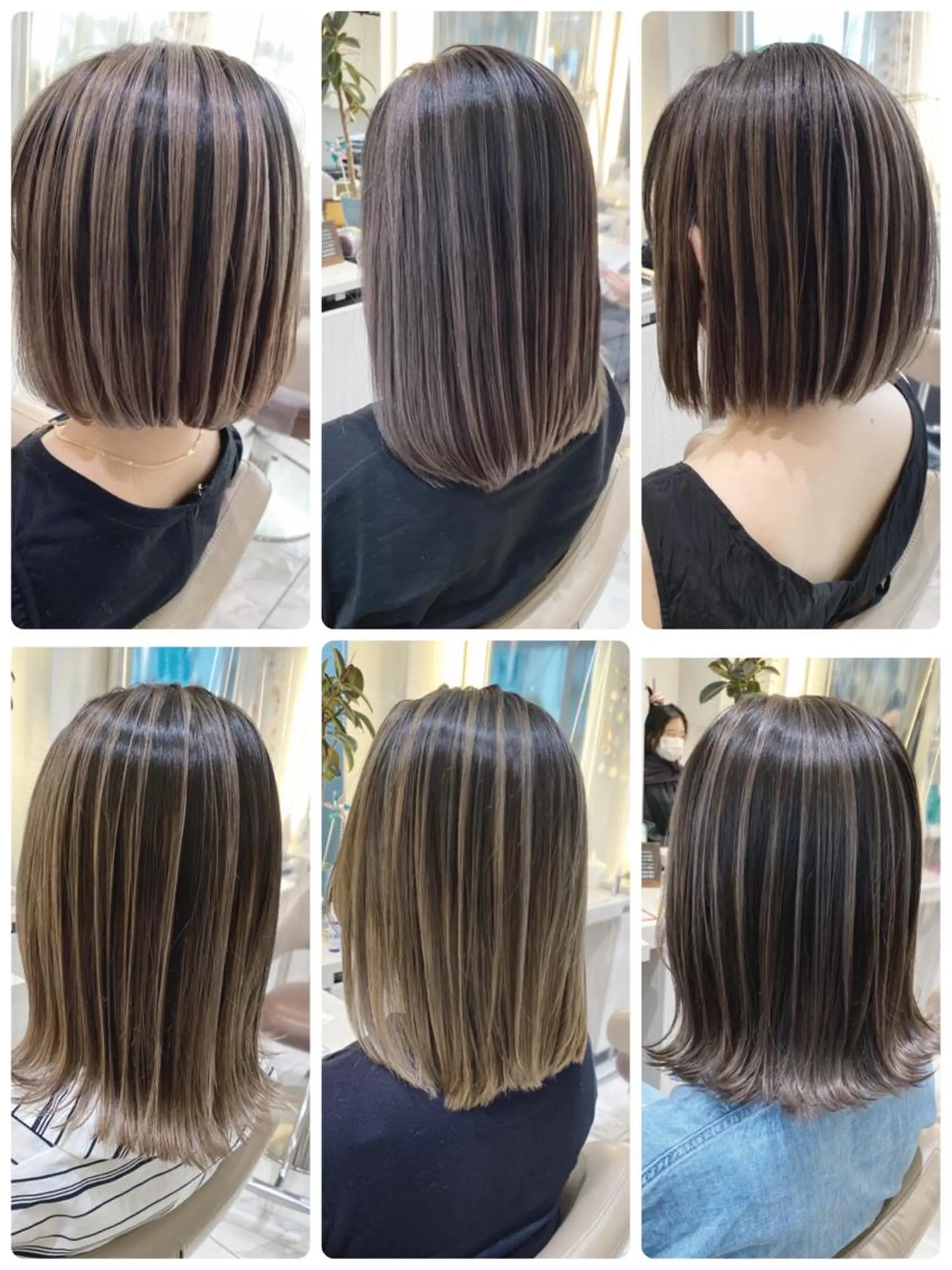ミディアム カラー バレイヤージュ ボブ レイヤーカット カット ヘアカラー トリートメント 山崎俊輔/髪質改善 /バレイヤージュのヘアスタイル