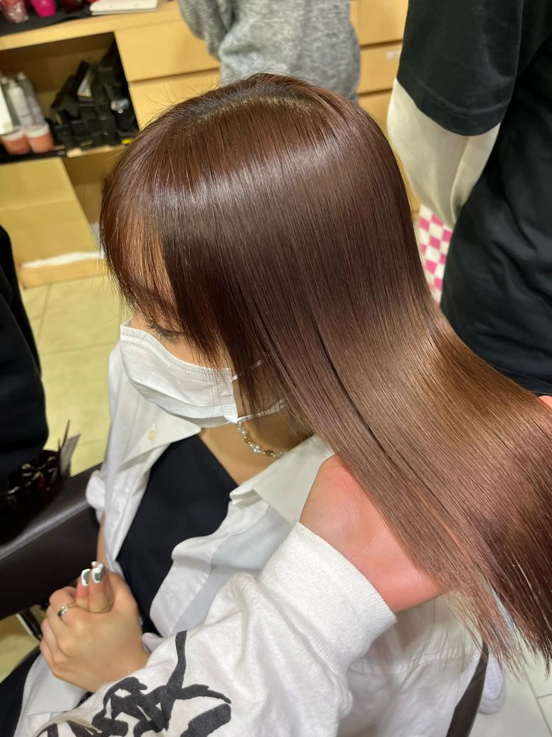 ミディアム 縮毛矯正 トリートメント ダウンパーマ🇰🇷 毛流れパーマ【かな】のヘアスタイル