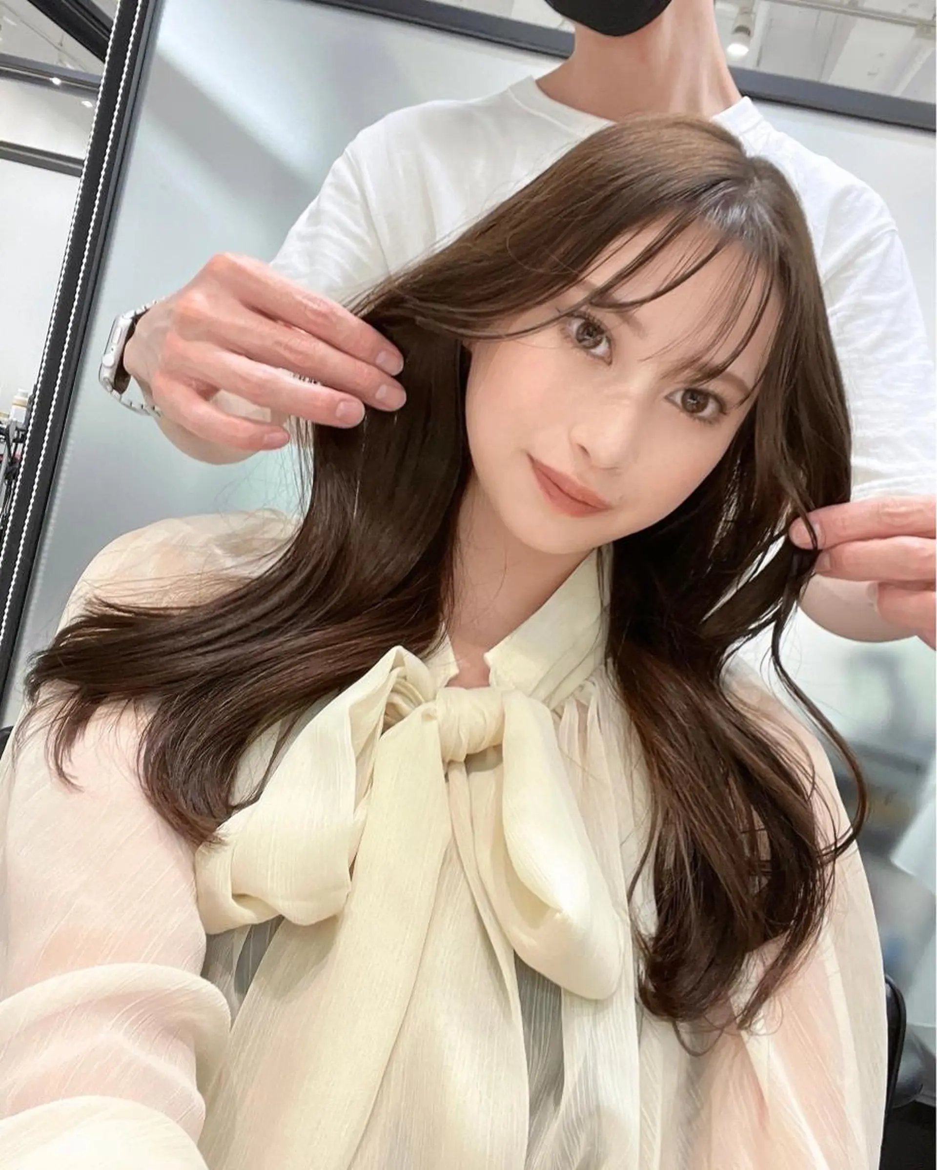 ロング カット ヘアカラー トリートメント 韓国レイヤーカット 髪質改善▫️水野有真のヘアスタイル