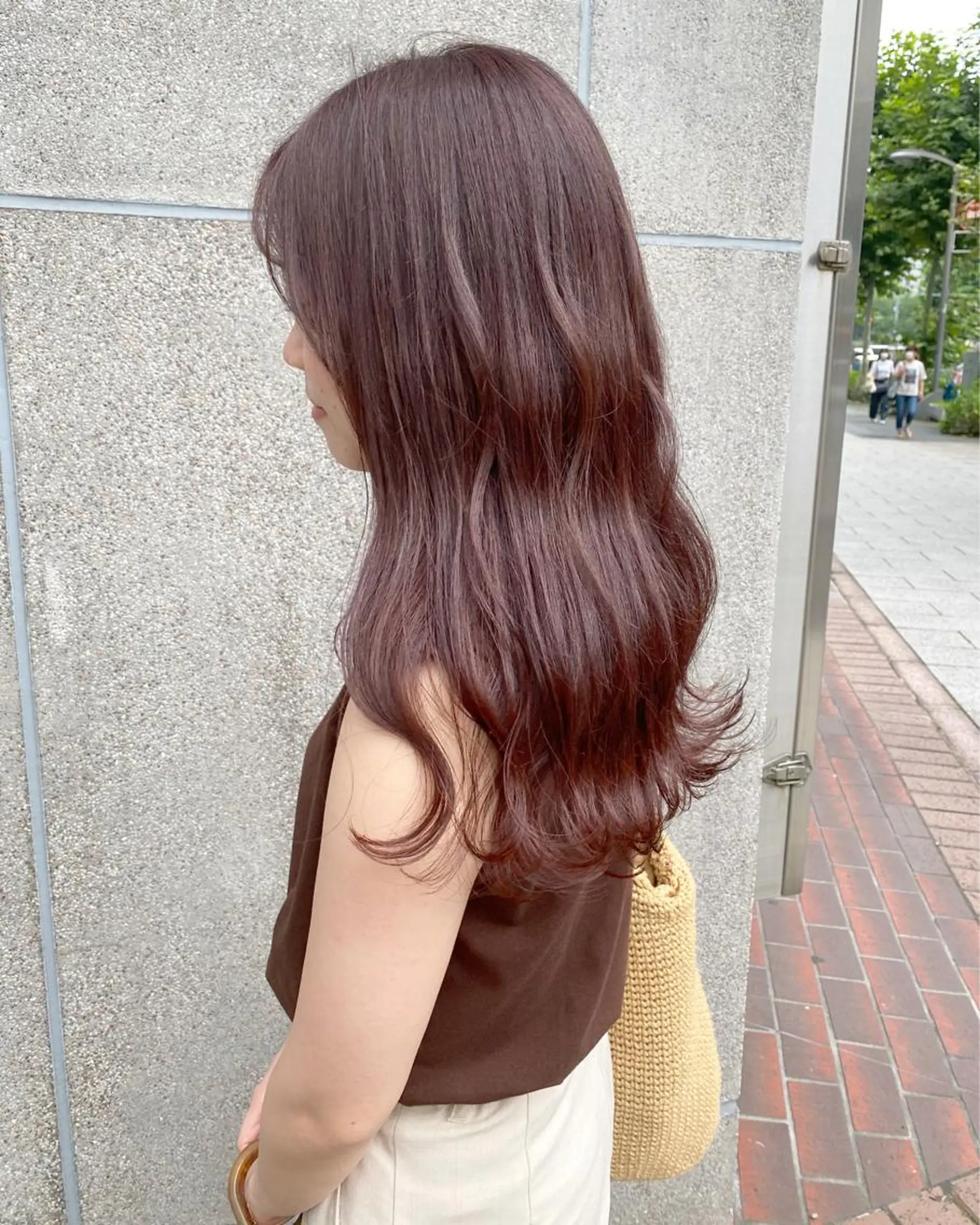 ロング オレンジブラウン ヘアカラー トリートメント 榎園 由美のヘアスタイル