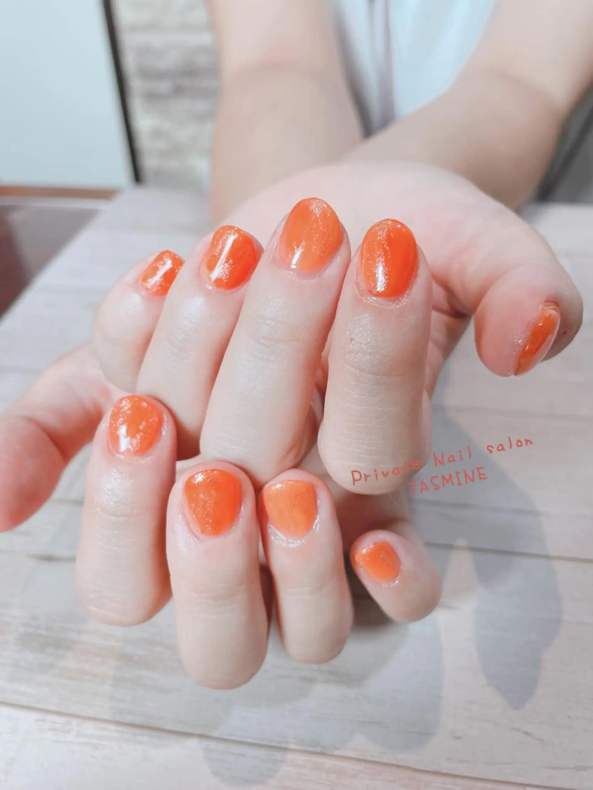 ネイル オレンジ ハンドネイル Nail salon JASMINEのネイルデザイン