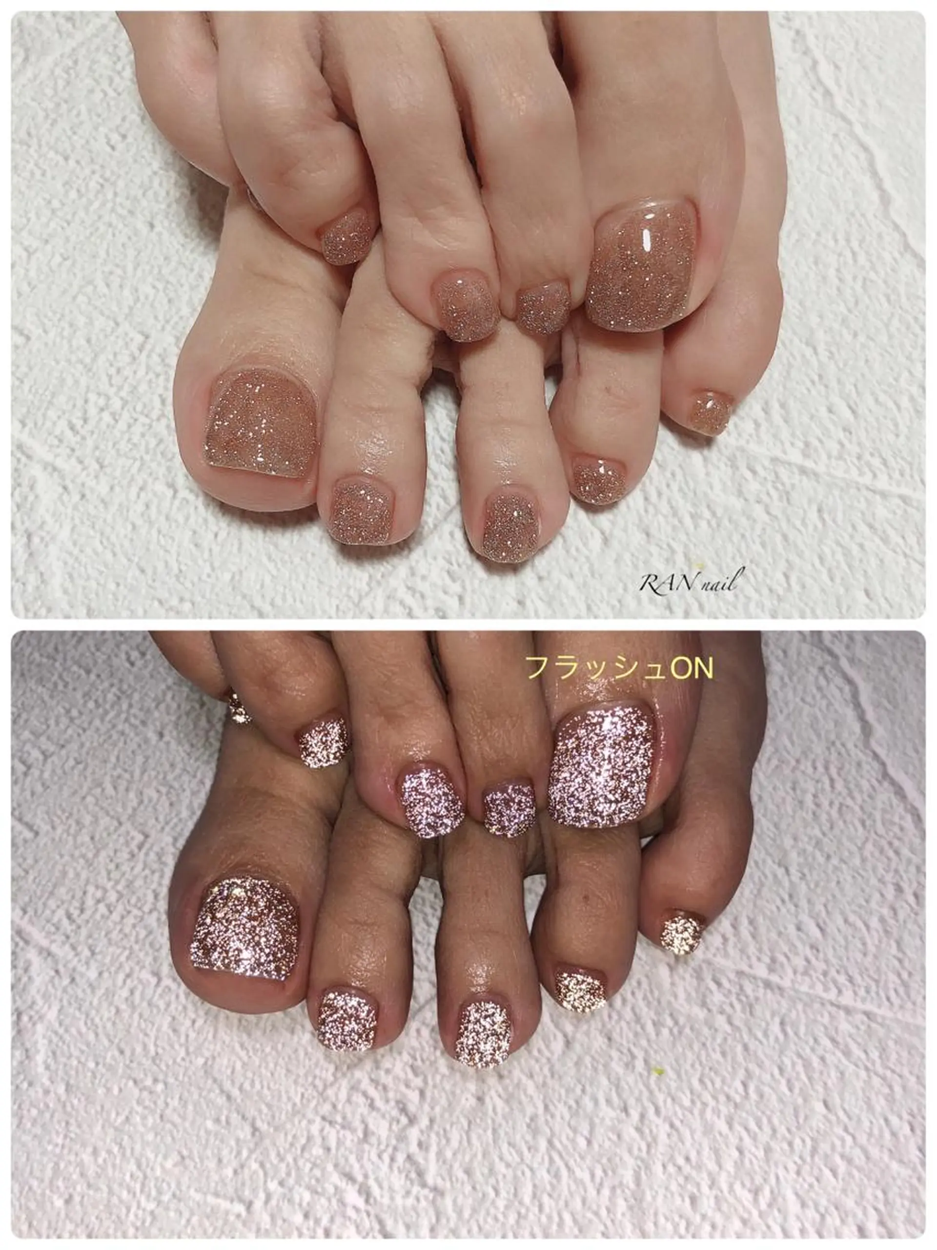 ネイル フラッシュネイル フットネイル ジェルネイル キラキラネイル ラメ(グリッター) ハンドネイル フットネイル RAN nail 〜ランネイル〜所属・RAN nailのネイルデザイン
