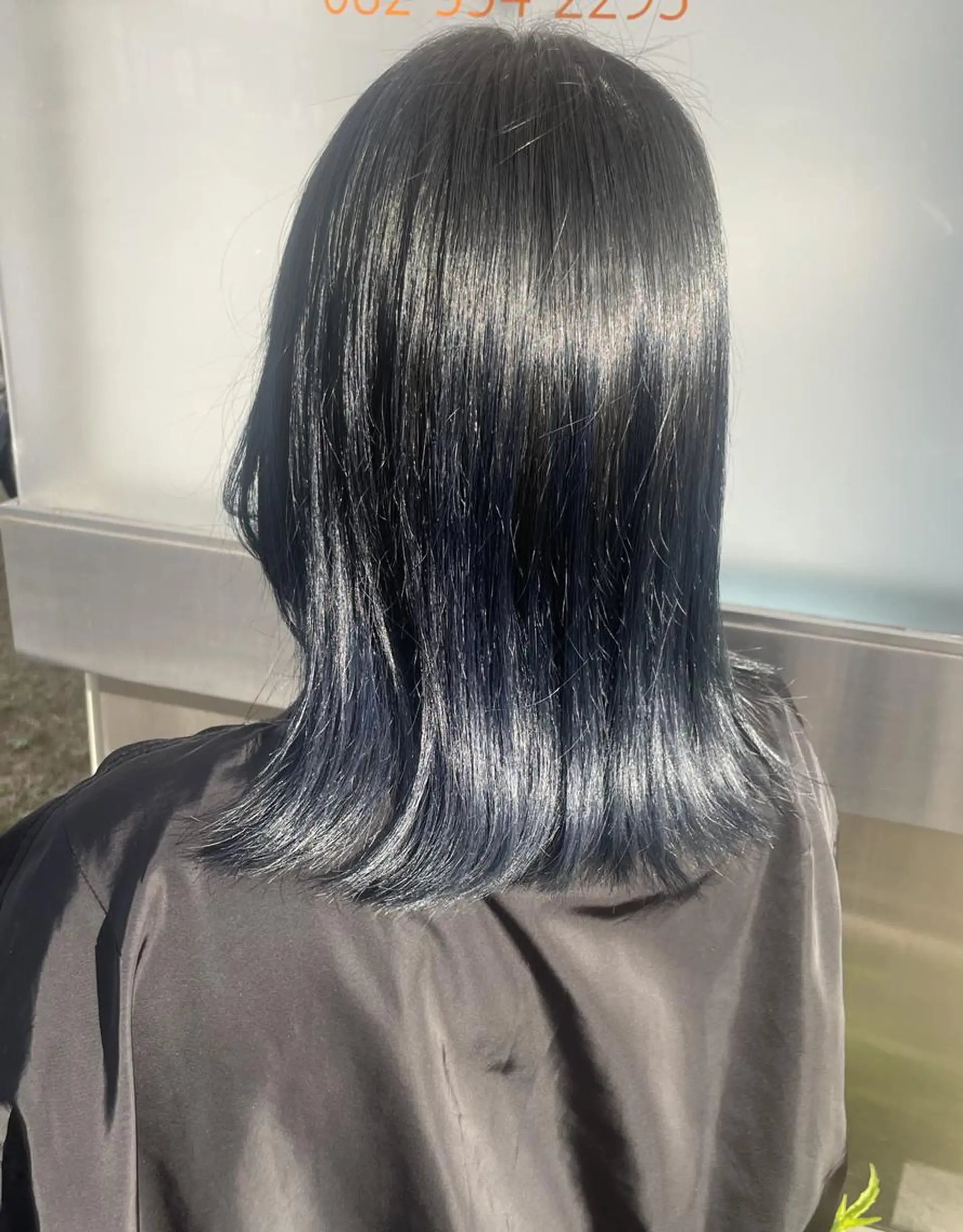 カラー ミディアム 黒髪 ブルーカラー ブルーブラック Hair Salon Atem☀️上安店のヘアスタイル