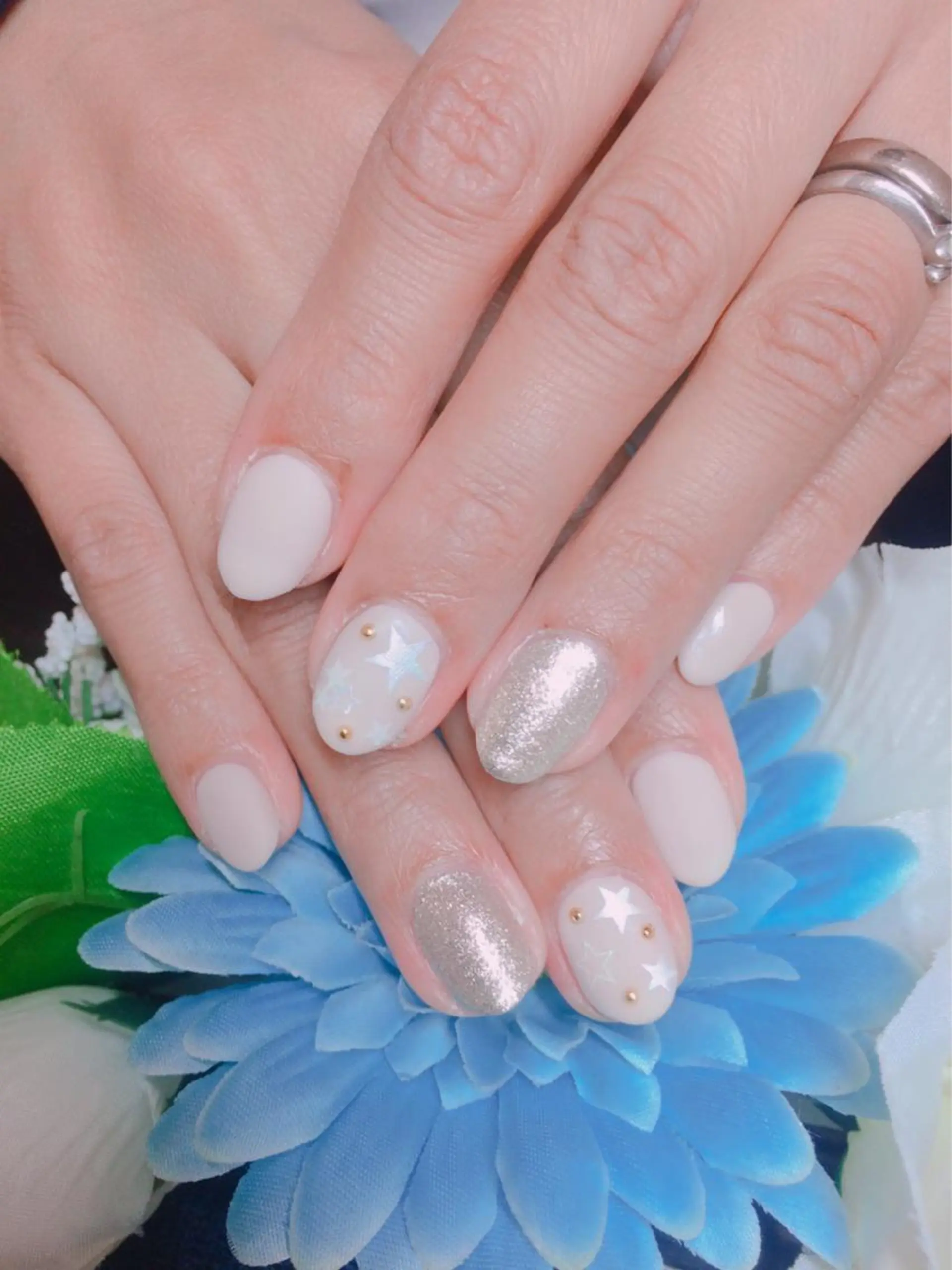 ネイル マットネイル ホワイト ハンドネイル フェアリー M所属・fairy Ｍのネイルデザイン