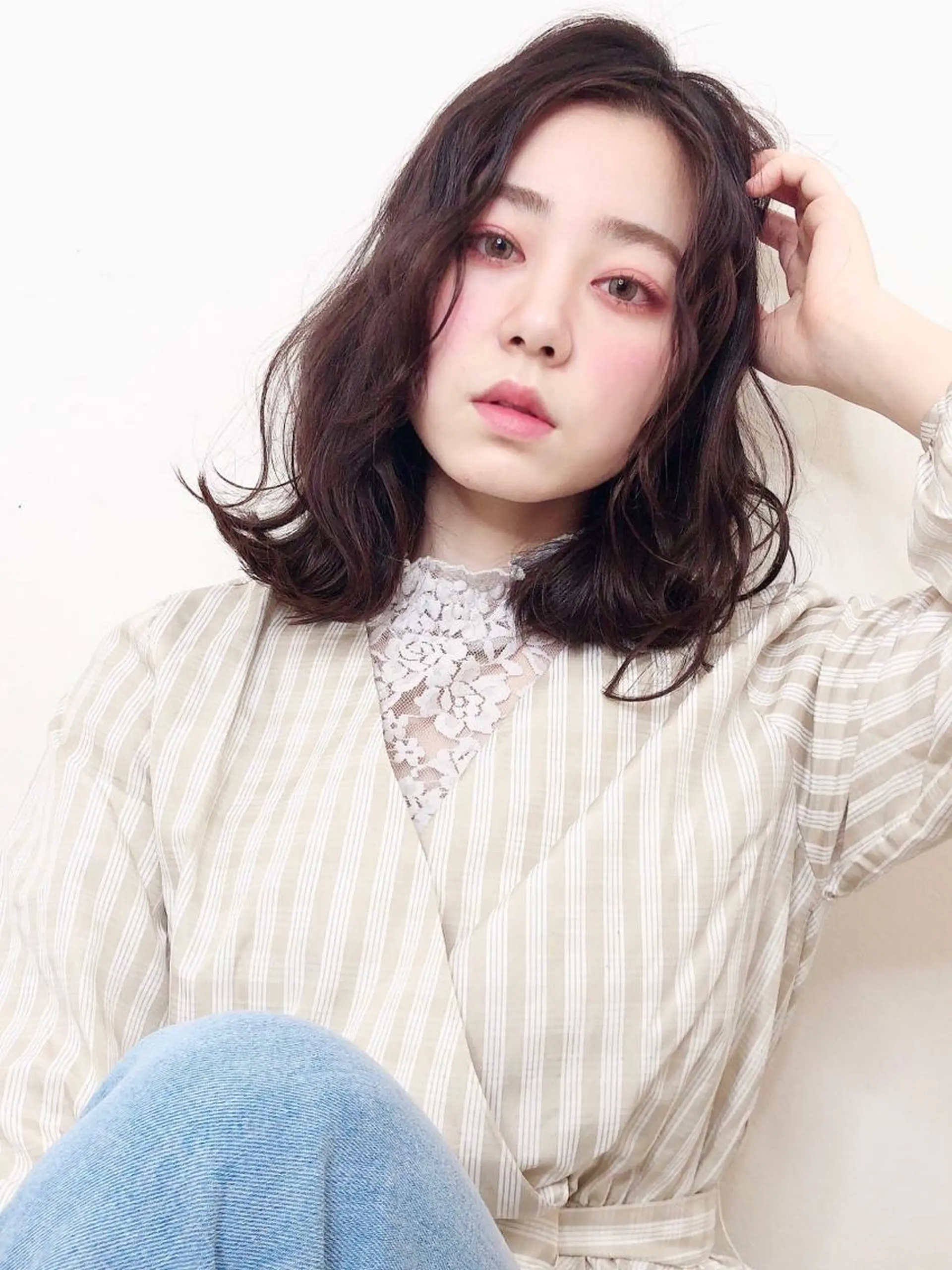ミディアム カラー ピンクカラー レッドカラー ボブ 外ハネヘア 門田 恭弥のヘアスタイル
